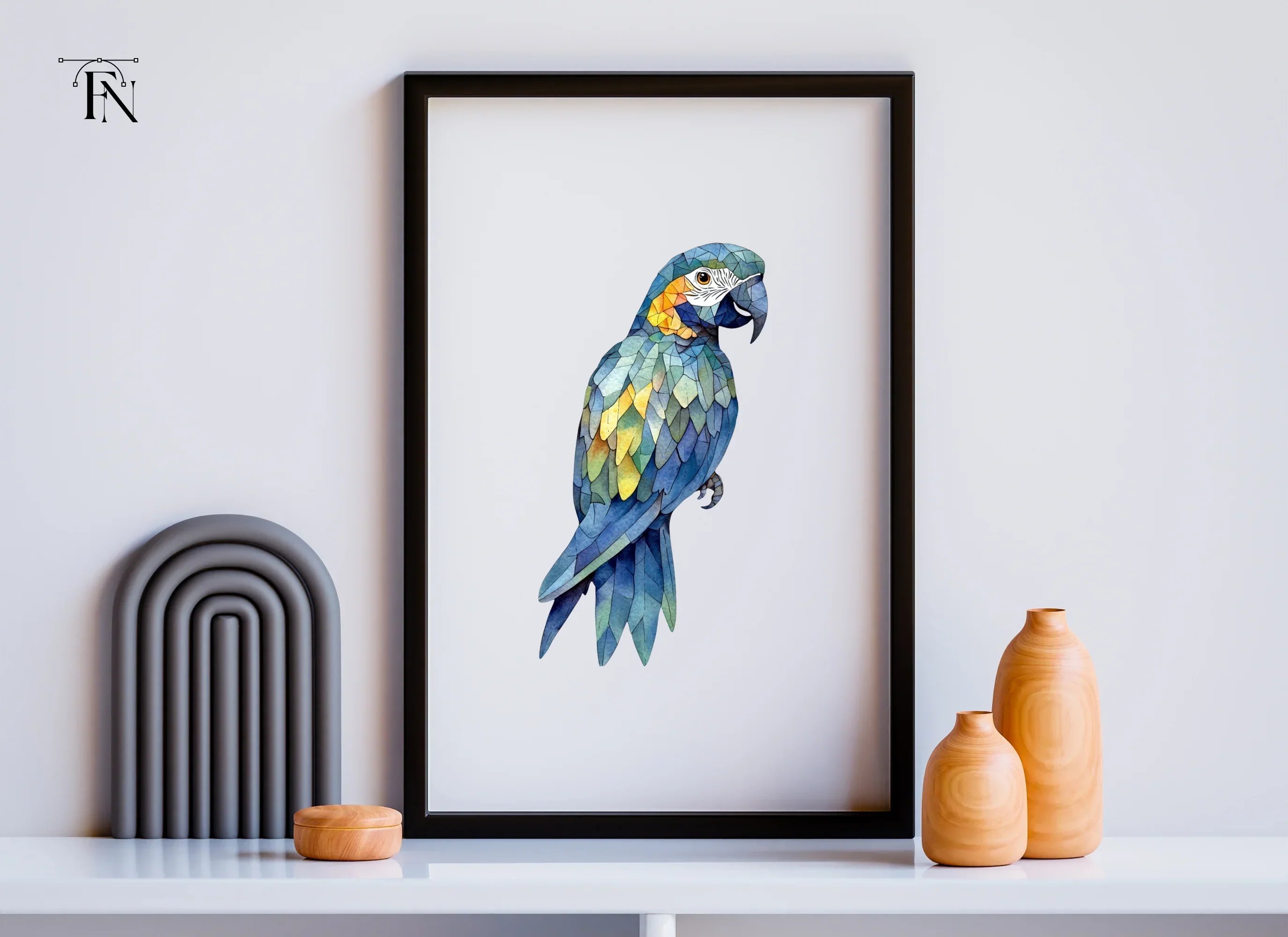 Geometric Blue Macaw Clipart Bundle - Image 3
