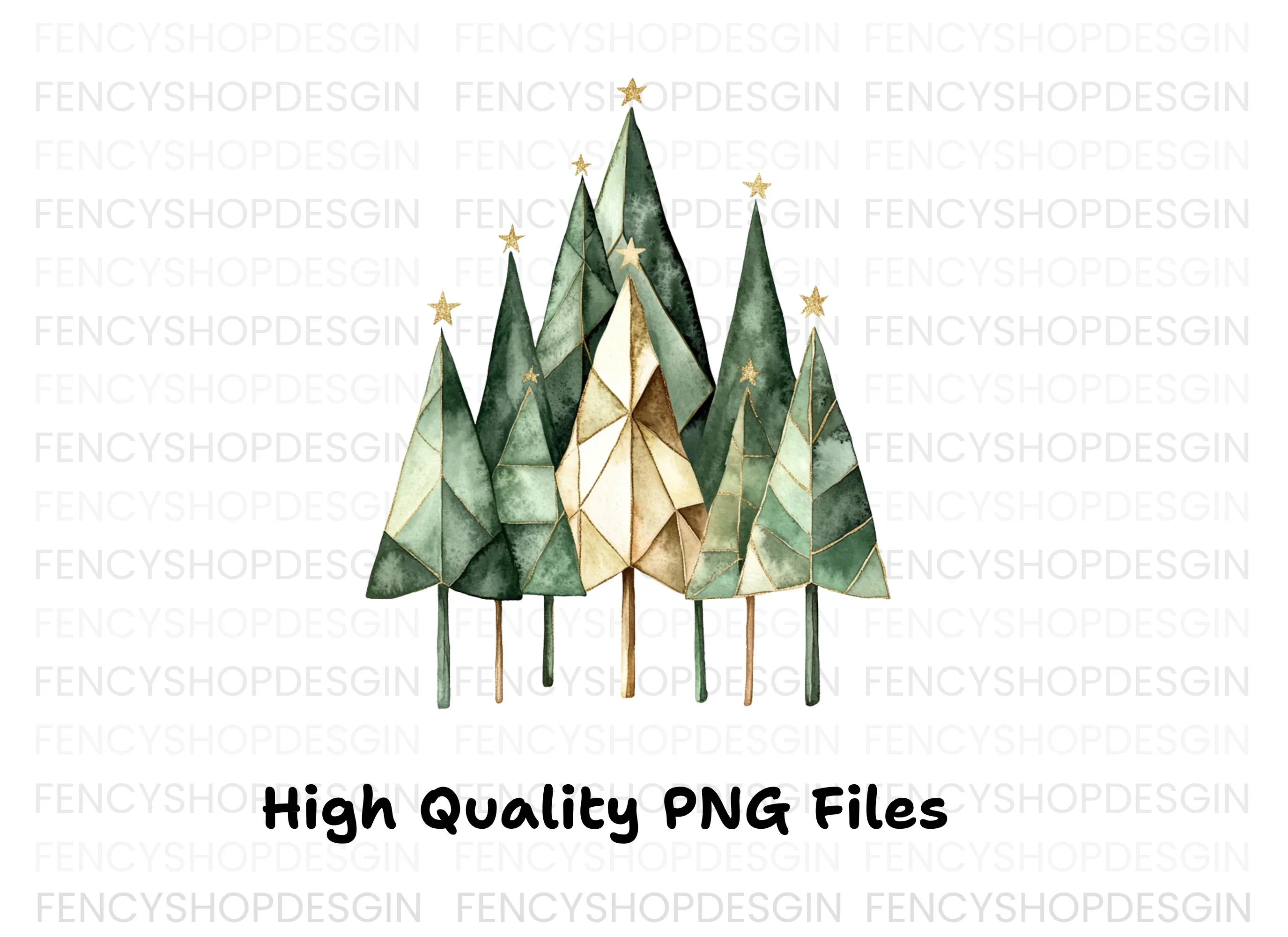Geometric Christmas Trees Clipart Bundle - Image 2