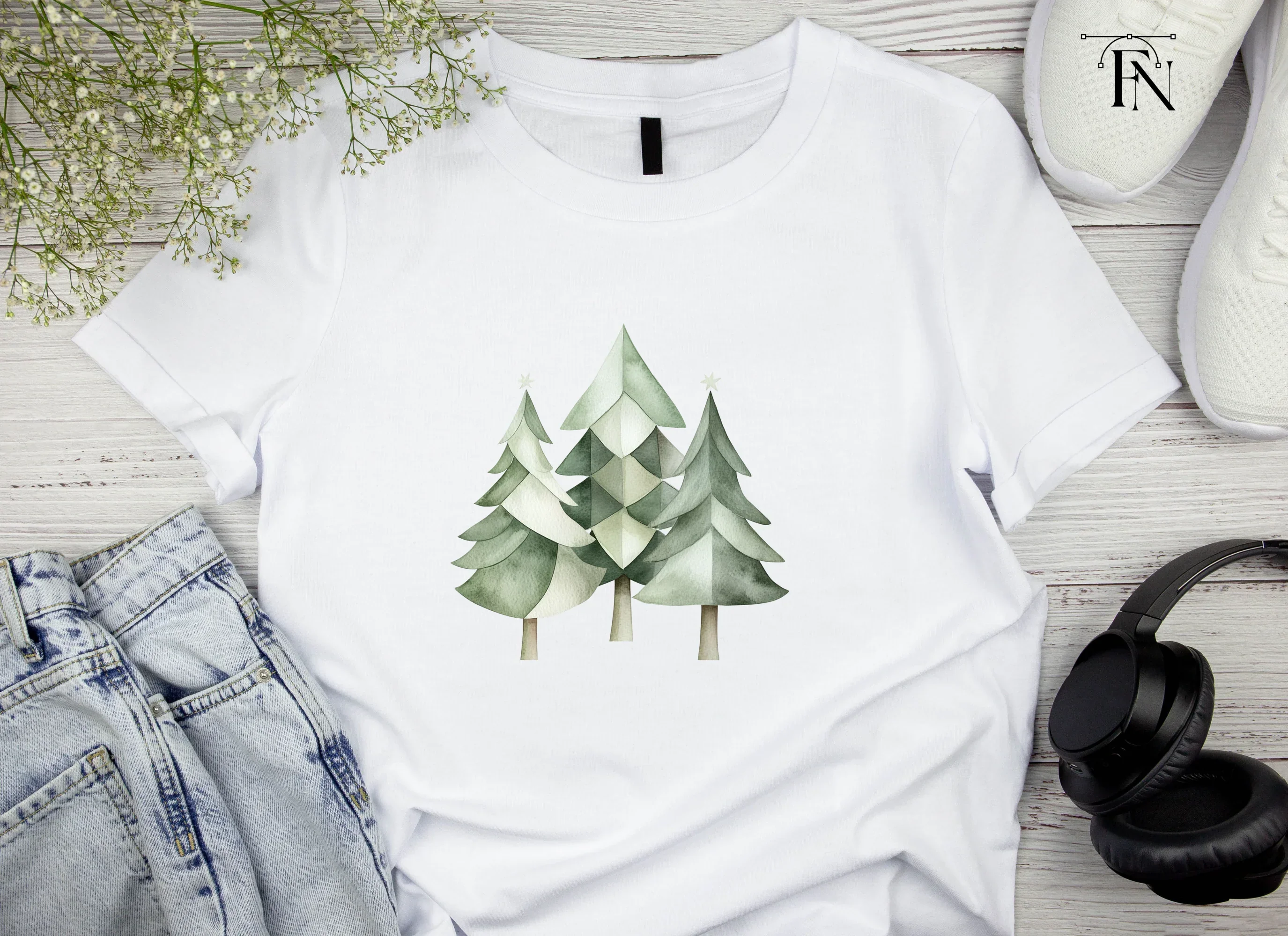 Geometric Christmas Trees Clipart Bundle - Image 3