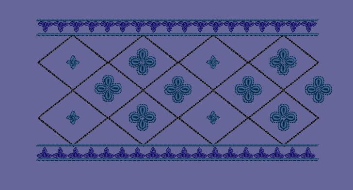 Geometric Diamond Lattice Border Embroidery Design