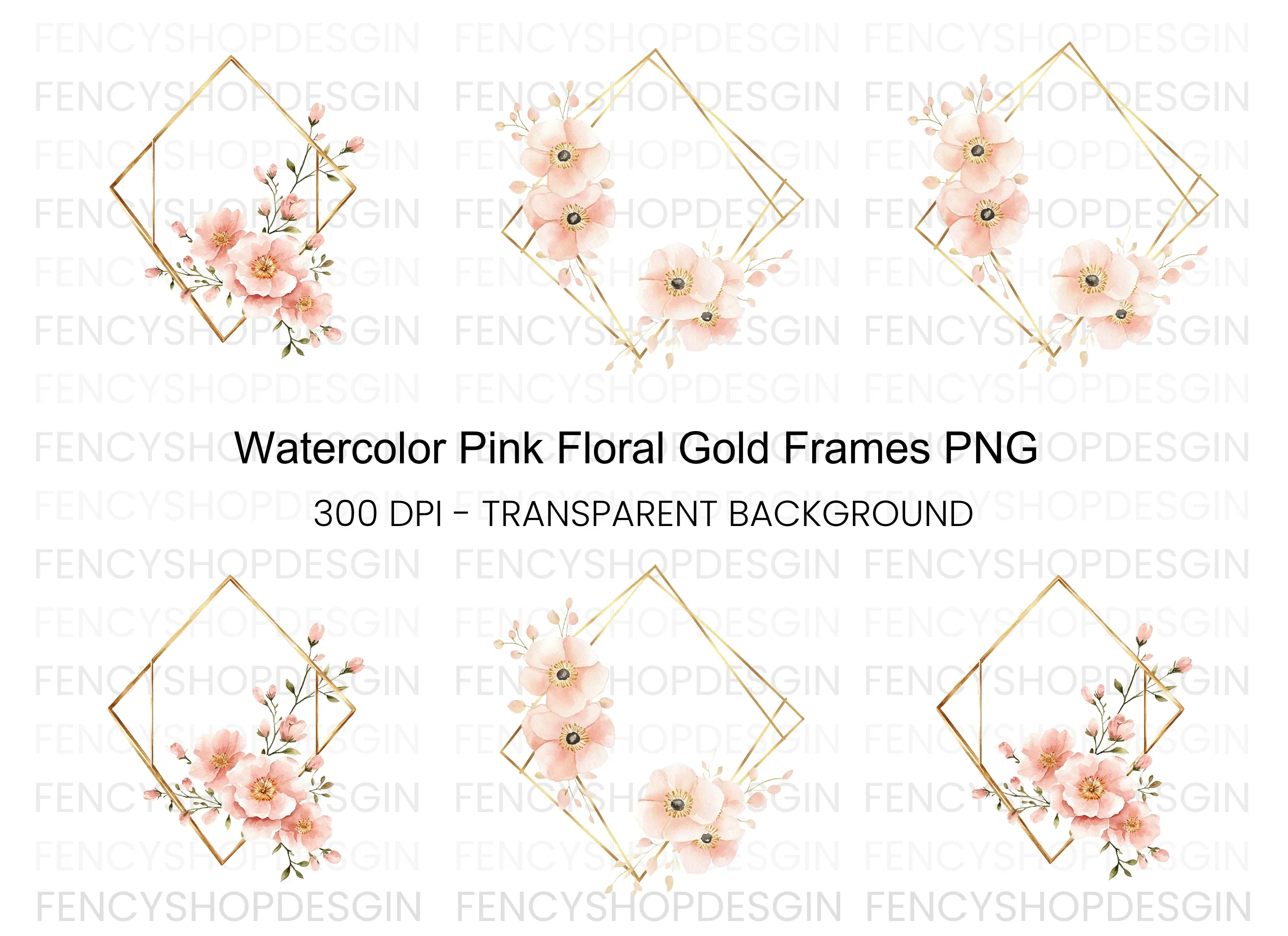 Geometric Floral Frames Clipart Bundle