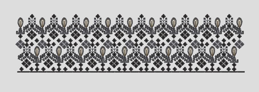 Geometric Lattice Border Stitch Embroidery Design