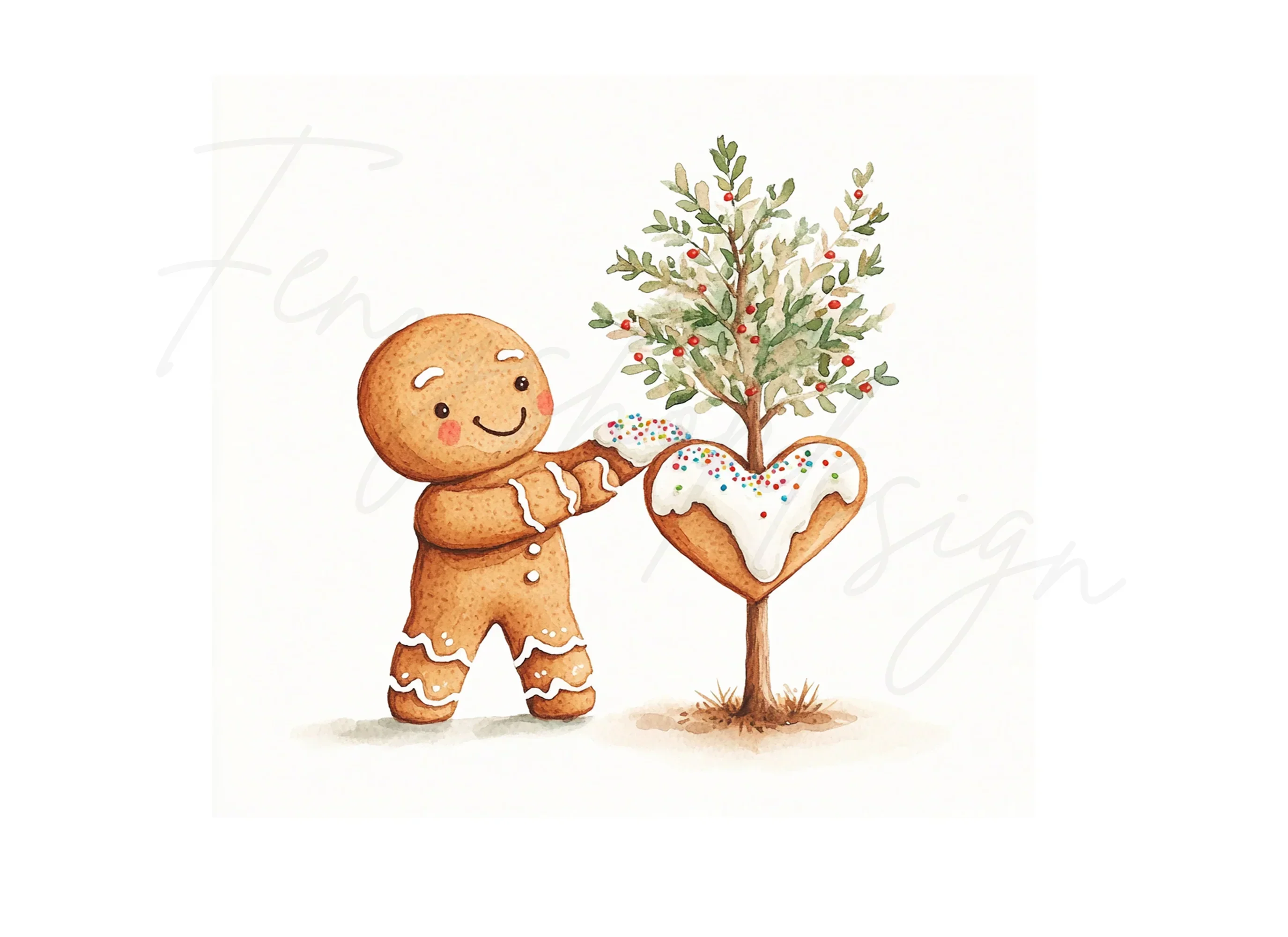 Gingerbread Man Heart Tree Clipart Bundle - Image 3