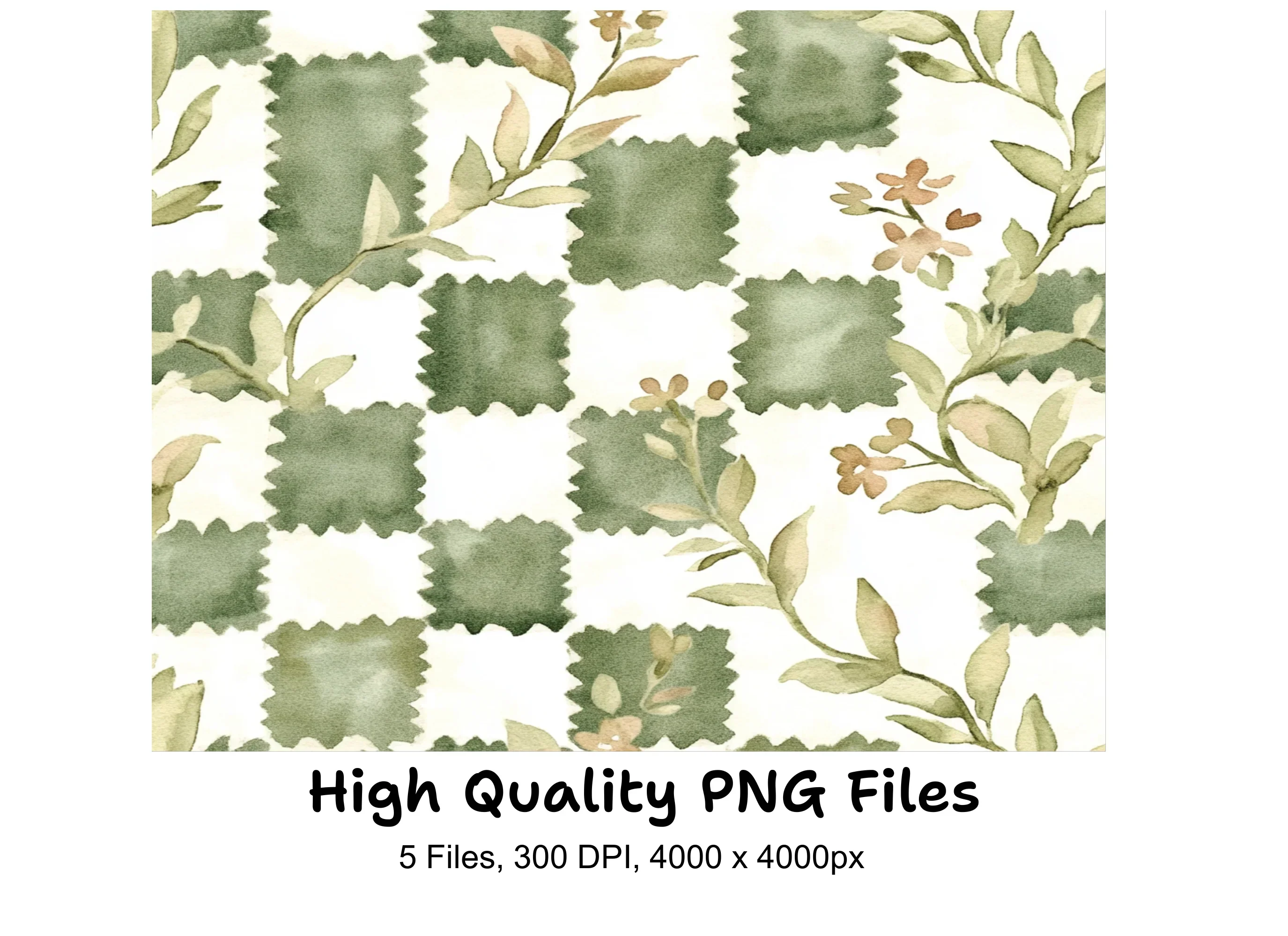Gingham Floral Patterns Clipart Bundle