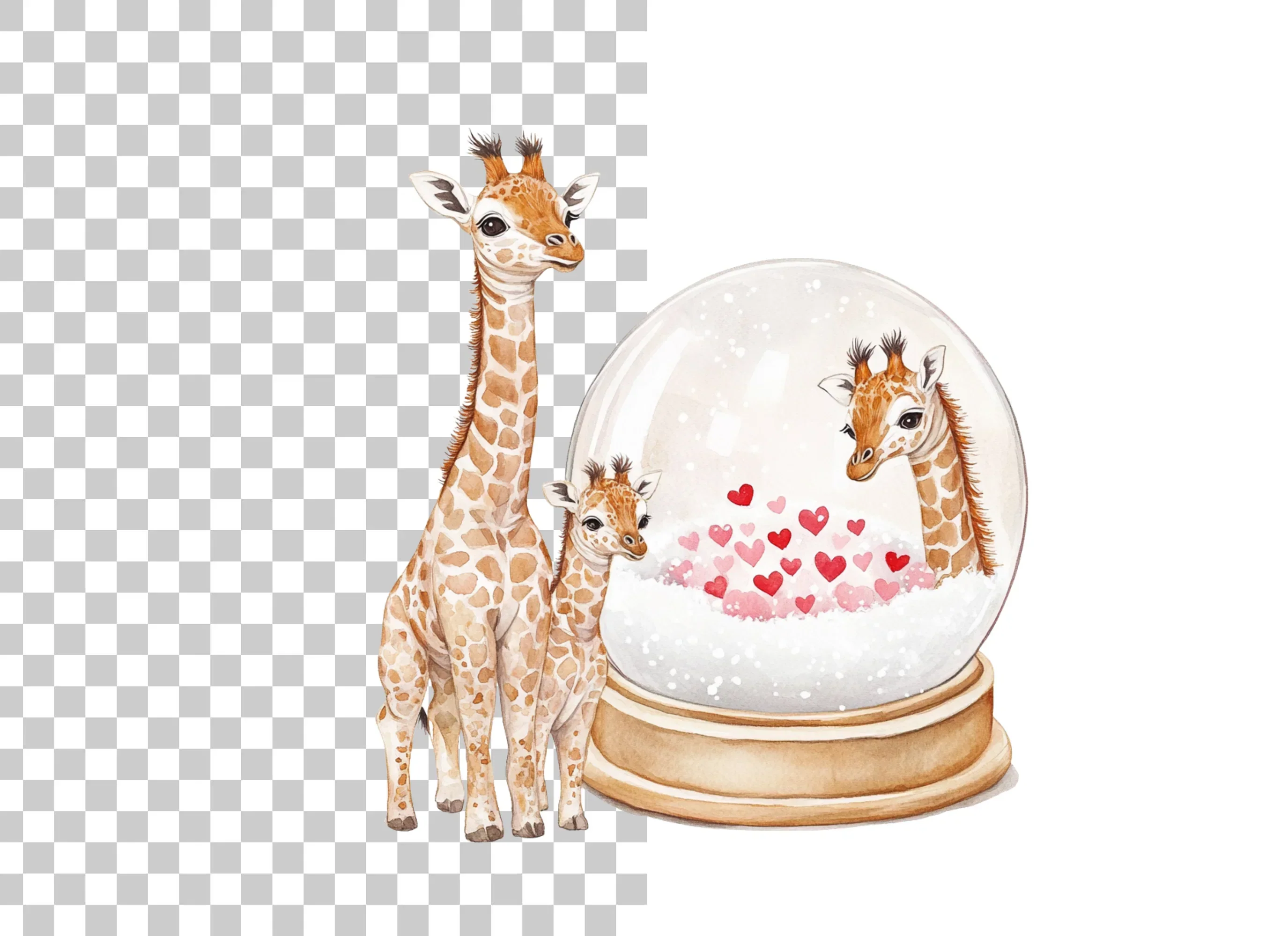 Giraffe Love Snow Globe Clipart Bundle - Image 2