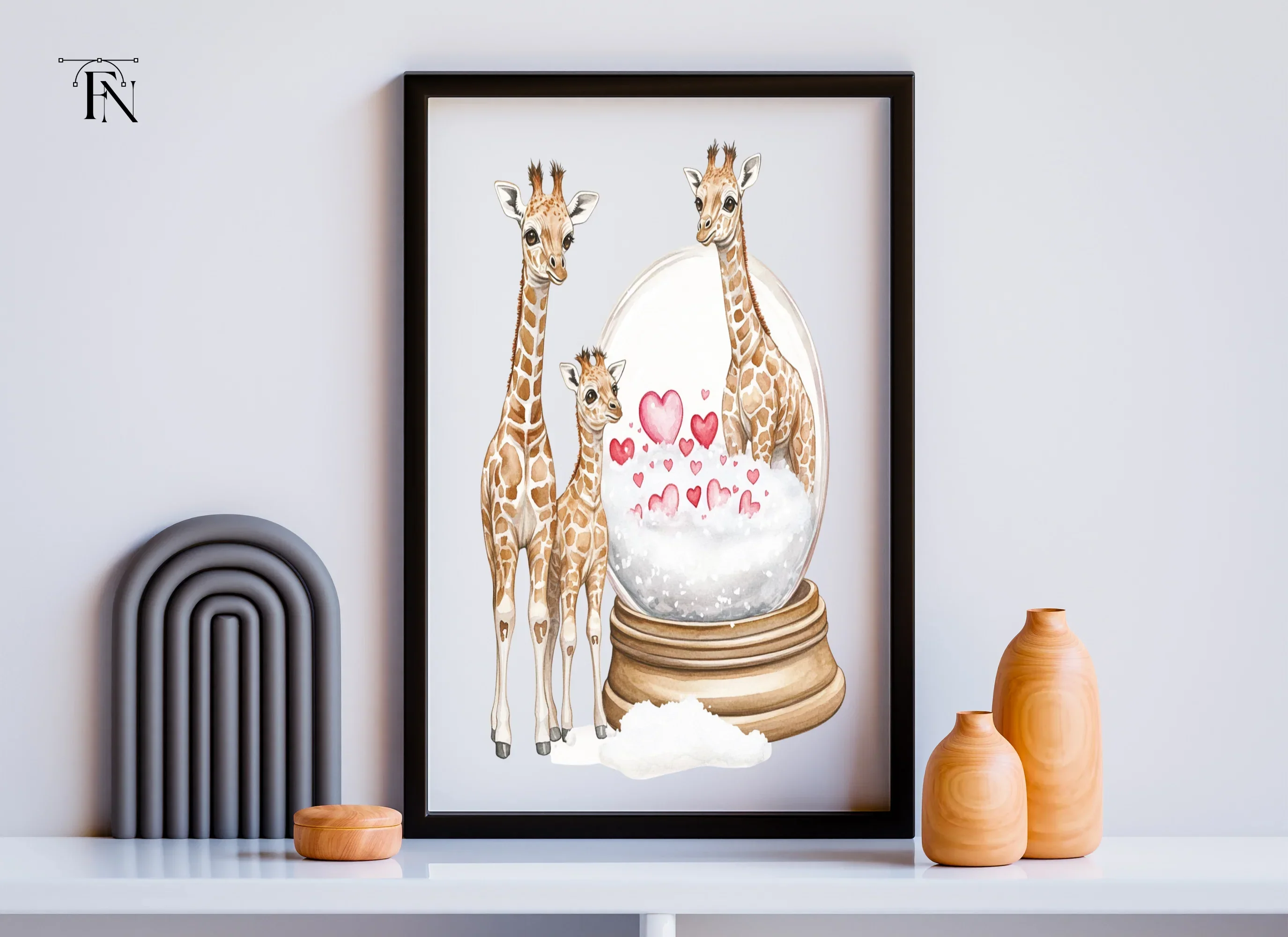 Giraffe Love Snow Globe Clipart Bundle - Image 6