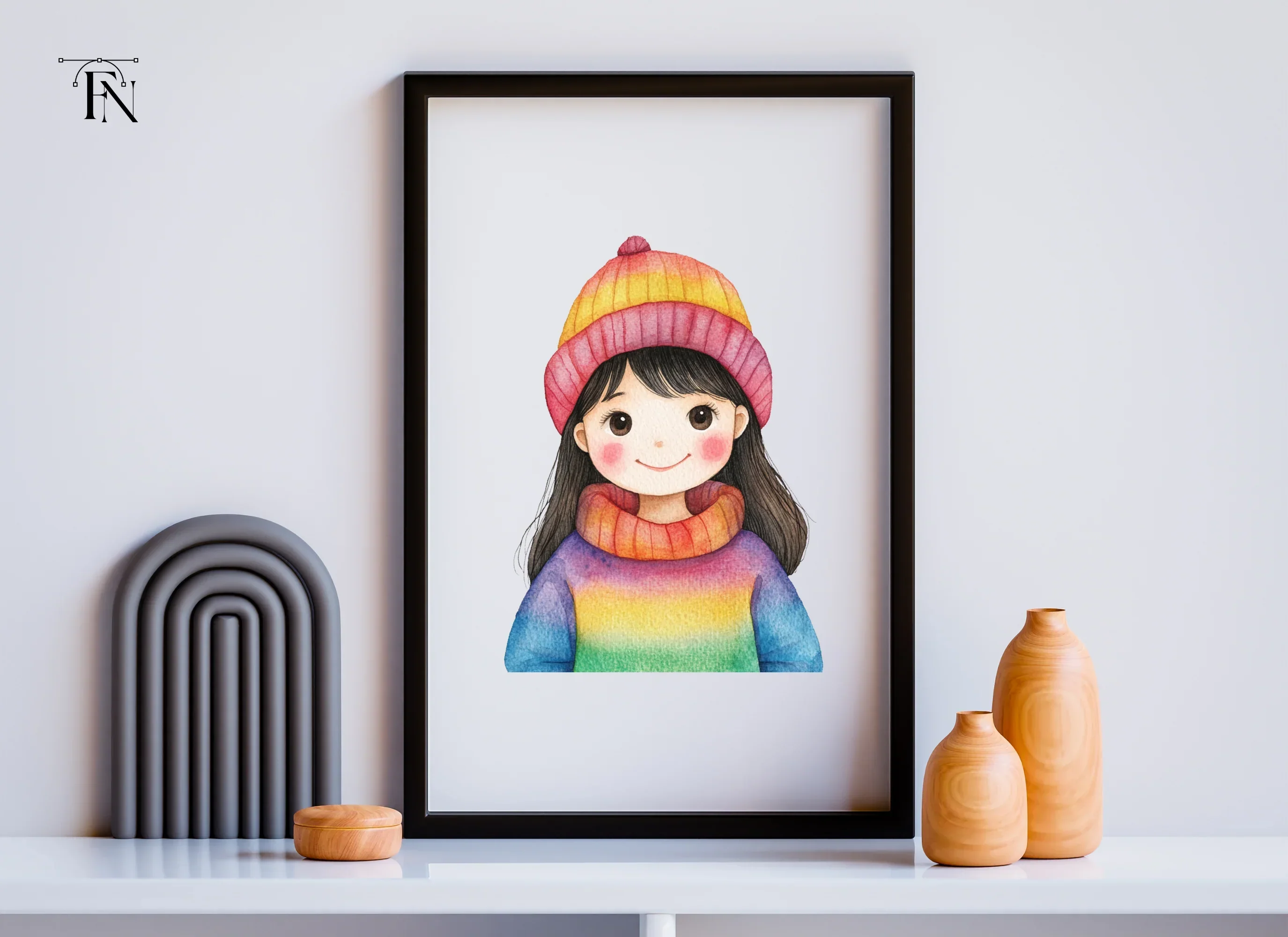 Girl in Rainbow Winter Wear Clipart Bundle - Image 5