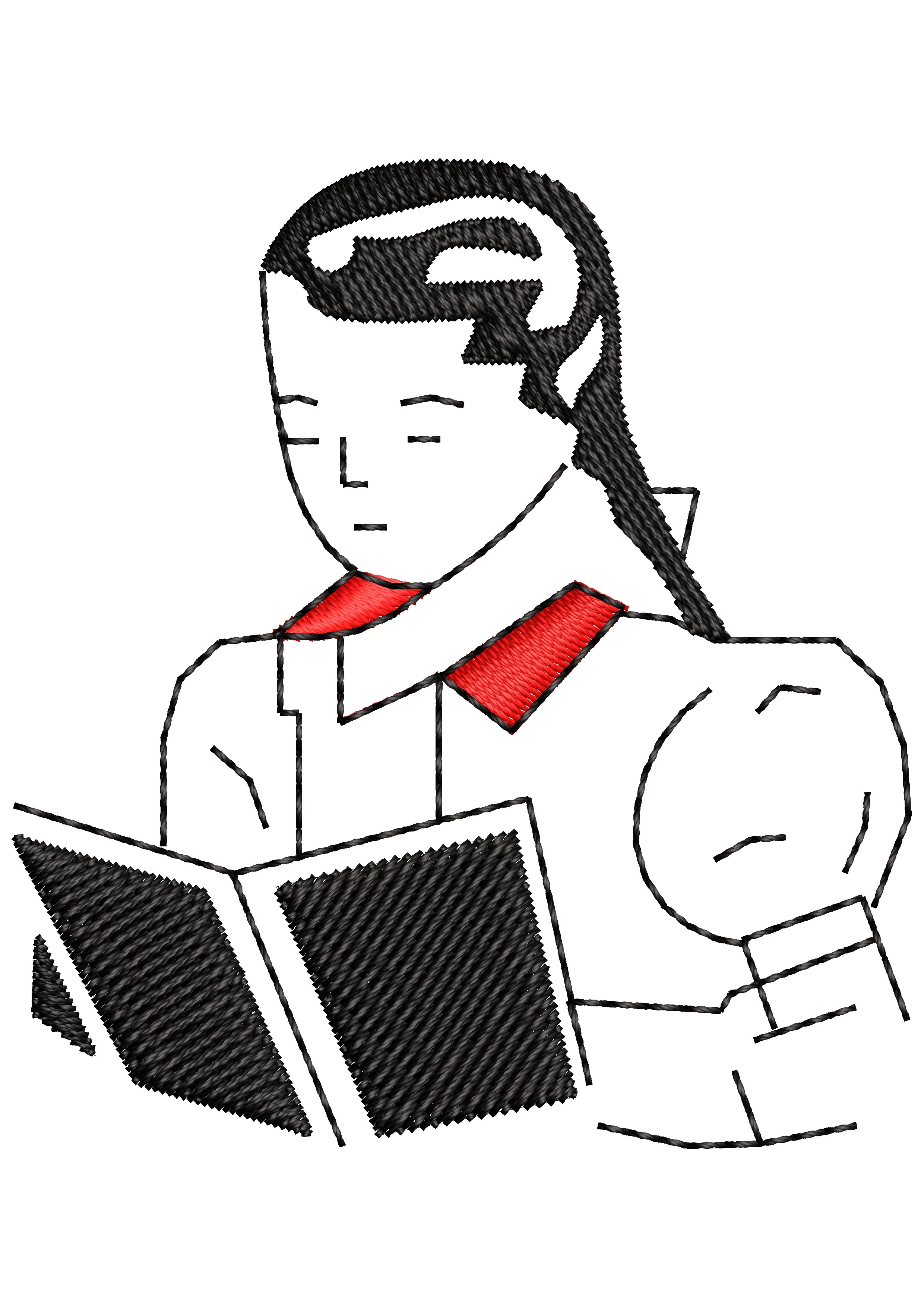 Girl Reading Embroidery Design