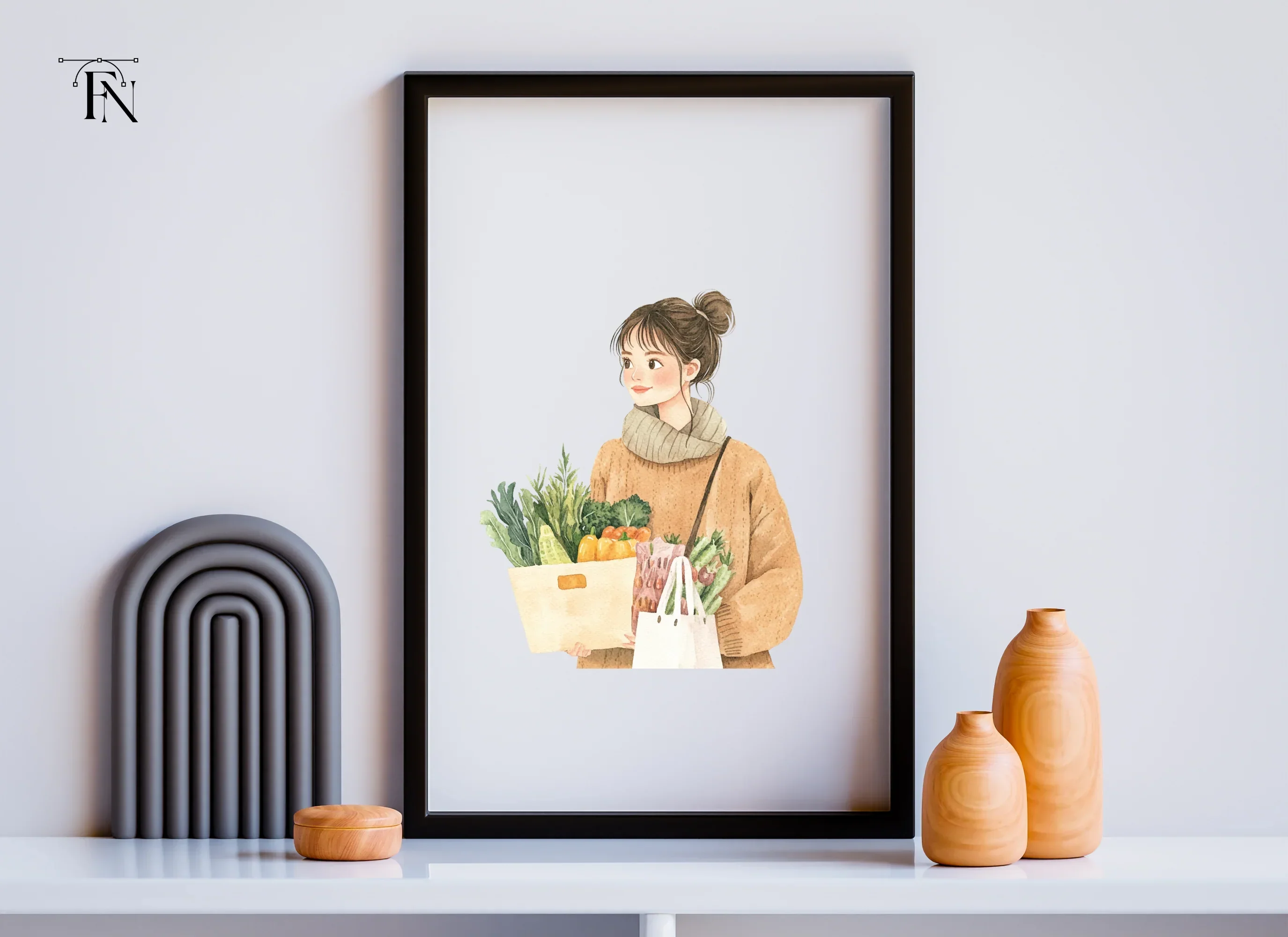 Girl With Groceries Clipart Bundle - Image 6