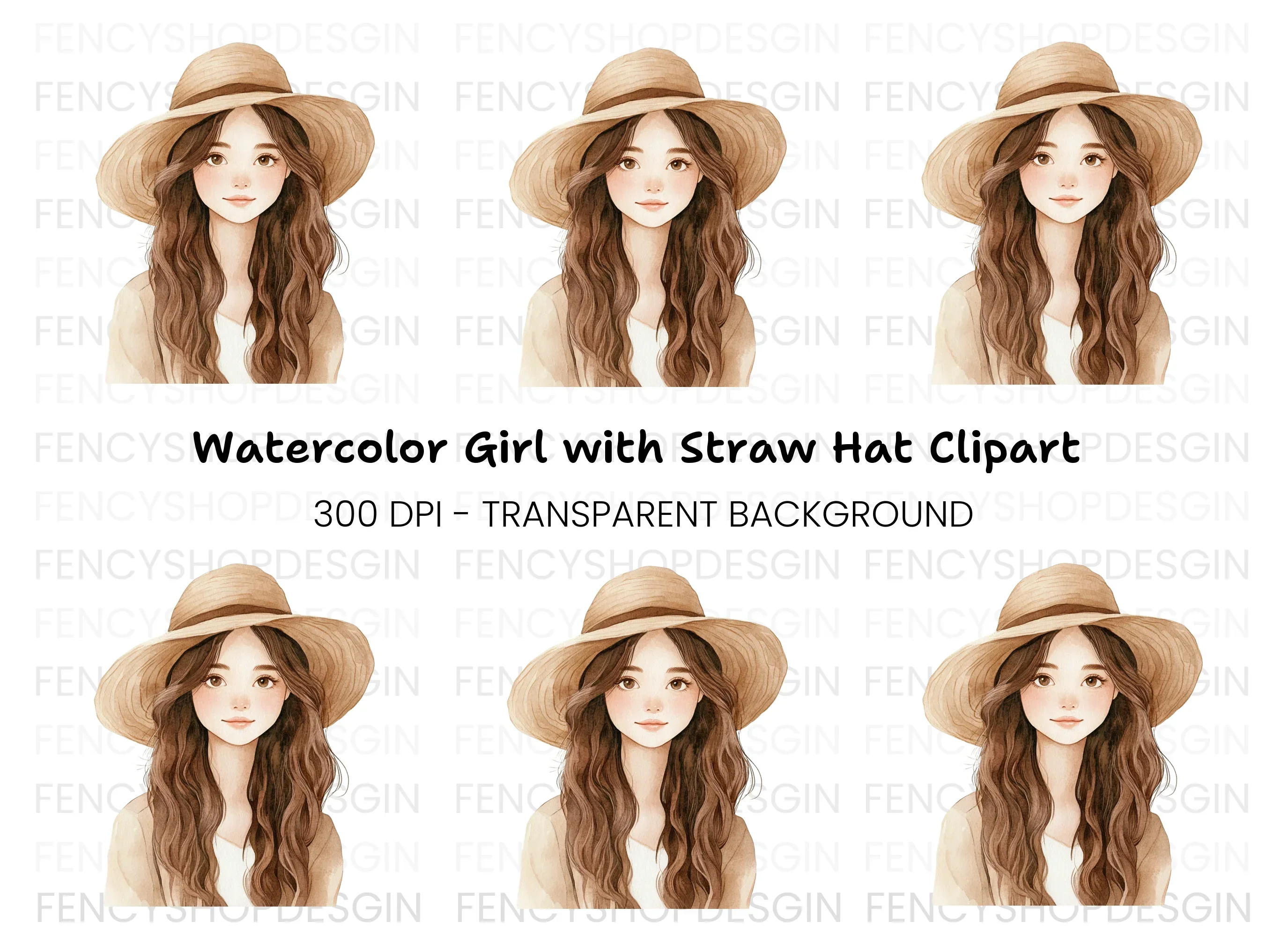 Girl With Sun Hat Clipart Bundle