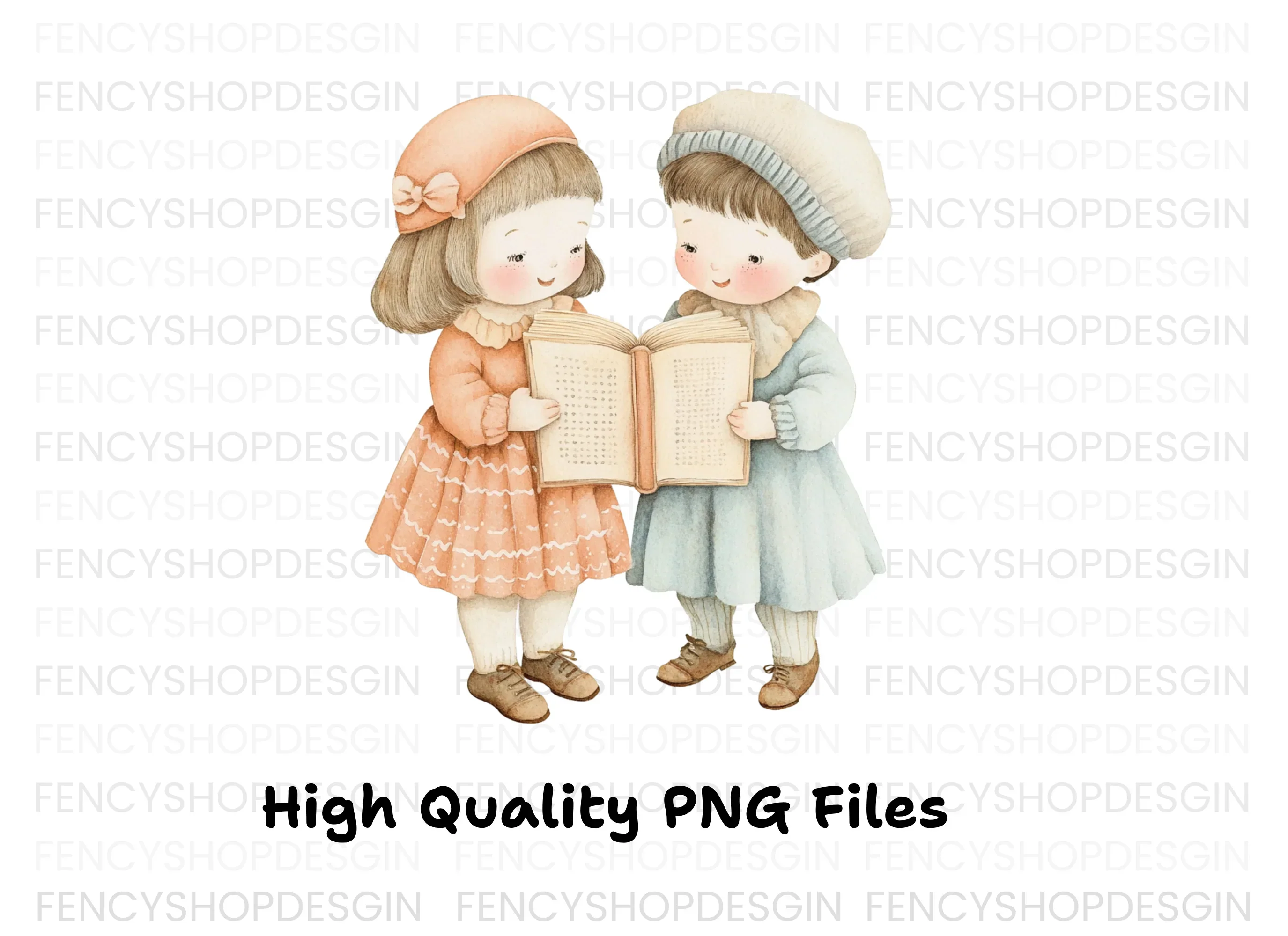 Girls Reading Together Clipart Bundle - Image 3