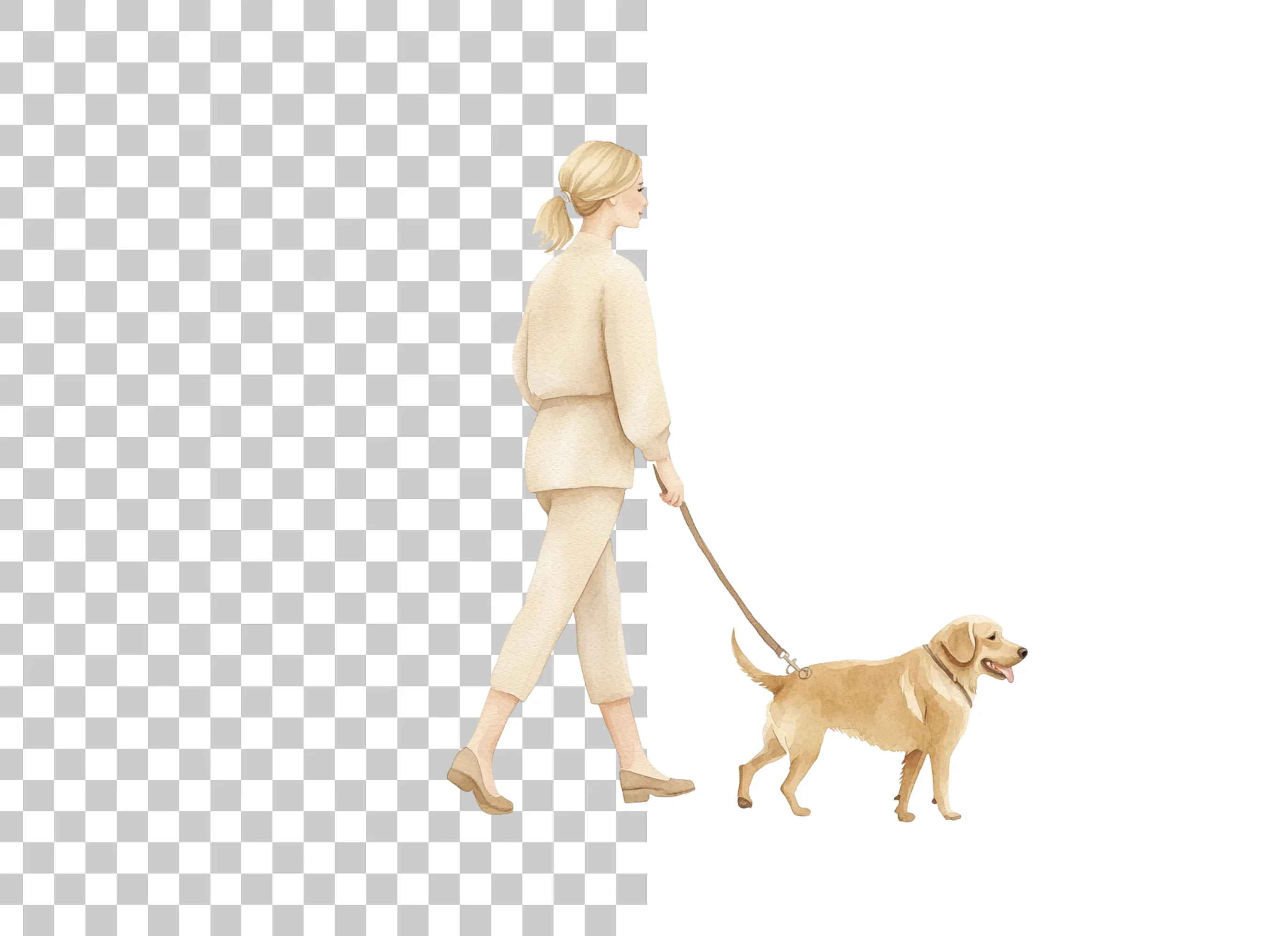 Girls Walking Dogs Clipart Bundle - Image 2