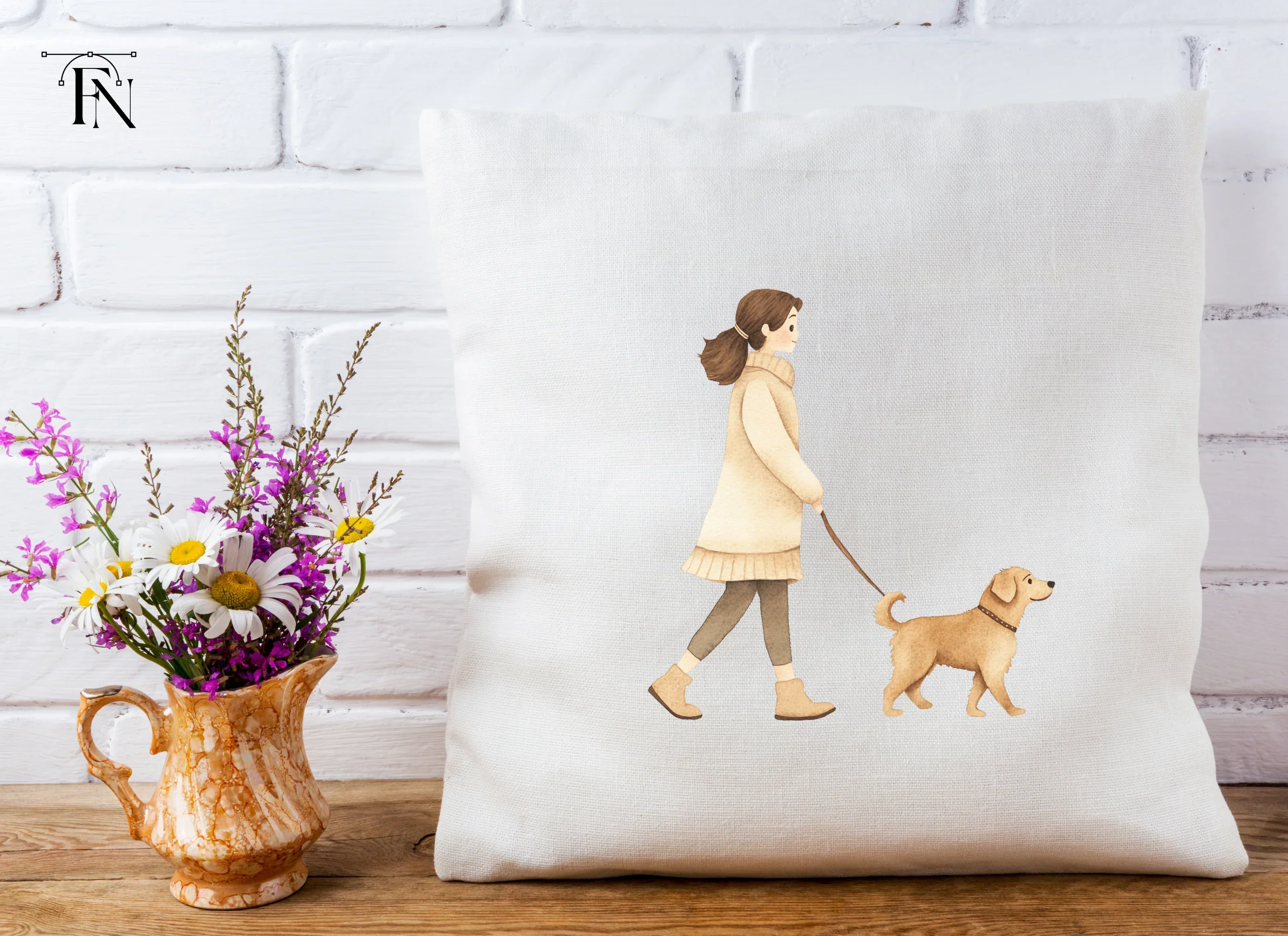 Girls Walking Dogs Clipart Bundle - Image 5