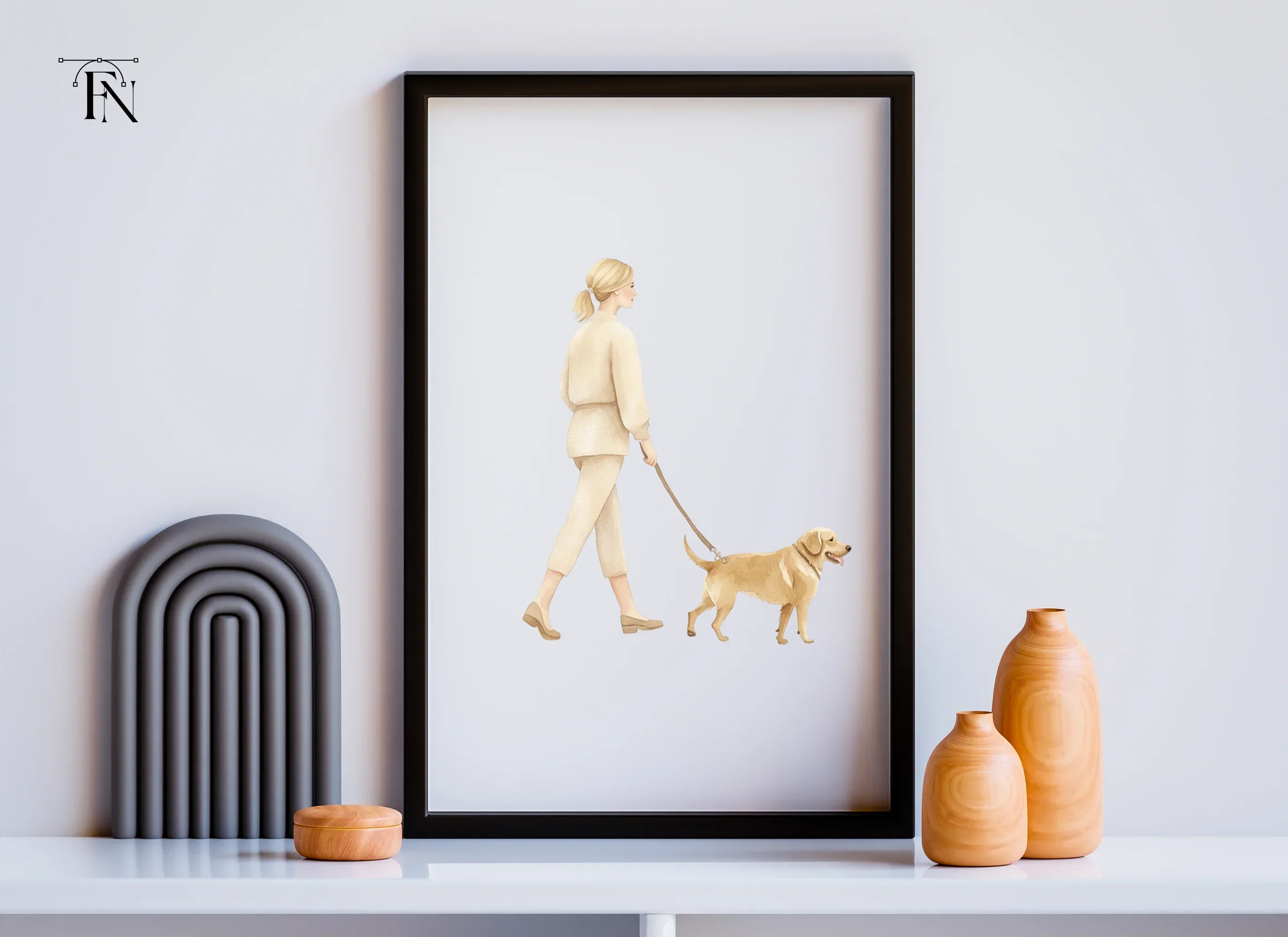 Girls Walking Dogs Clipart Bundle - Image 6