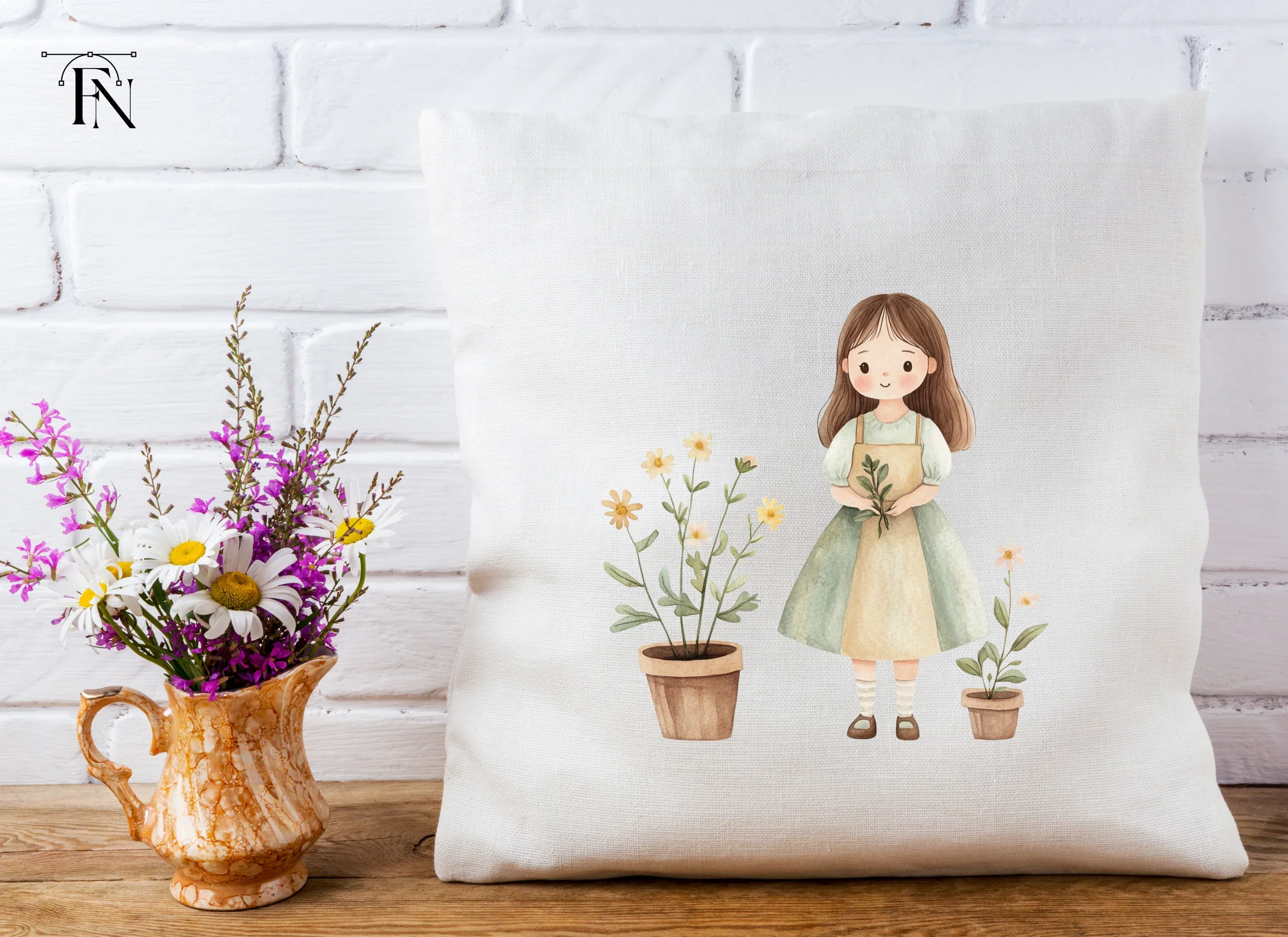 Girls with Plants Clipart Bundle - Image 4