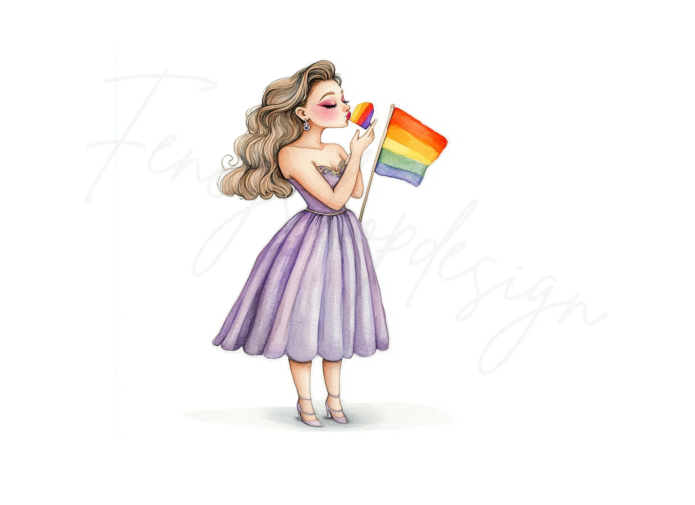 Girls with Pride Flag Clipart Bundle - Image 3