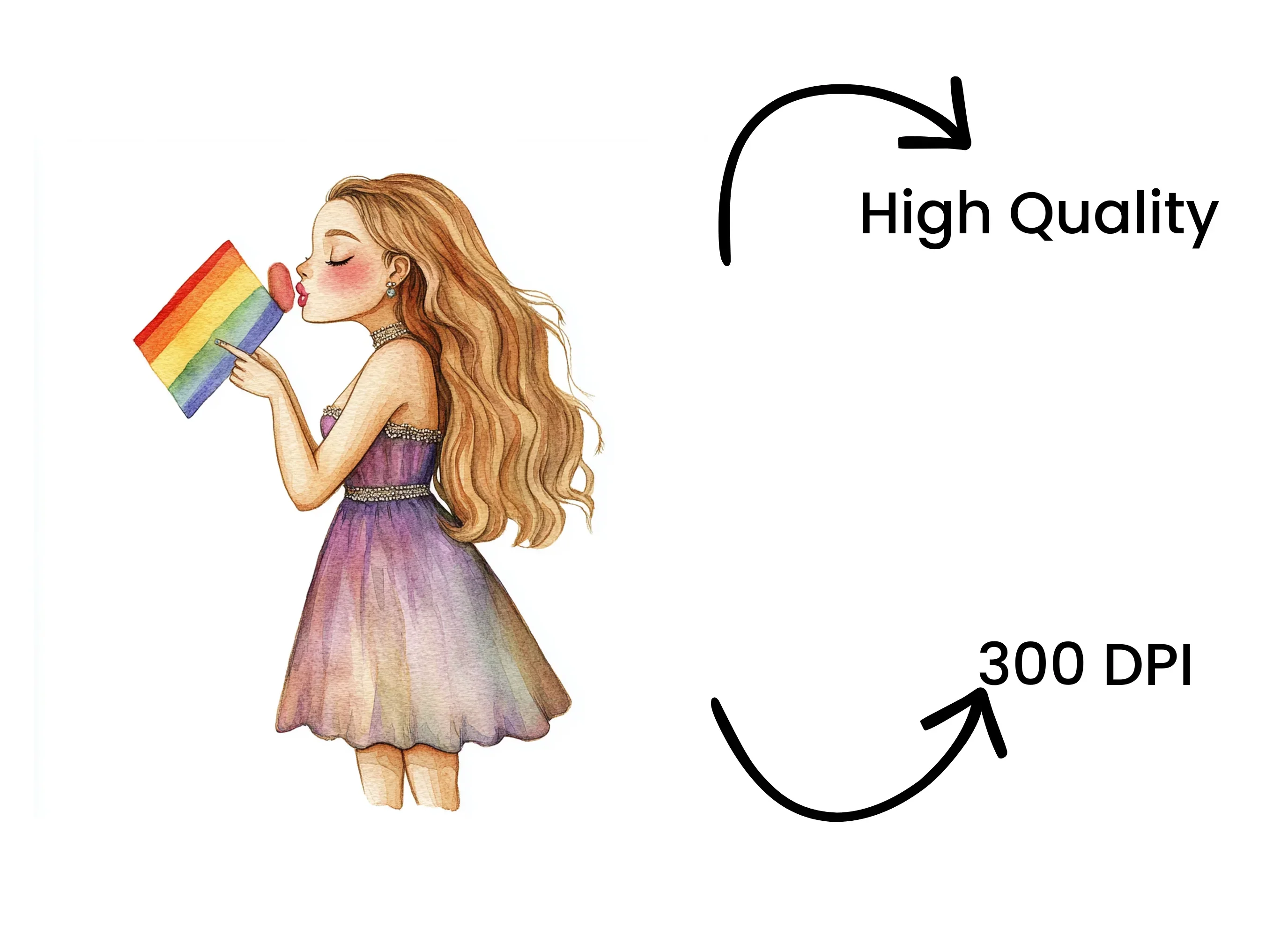Girls with Pride Flag Clipart Bundle - Image 4