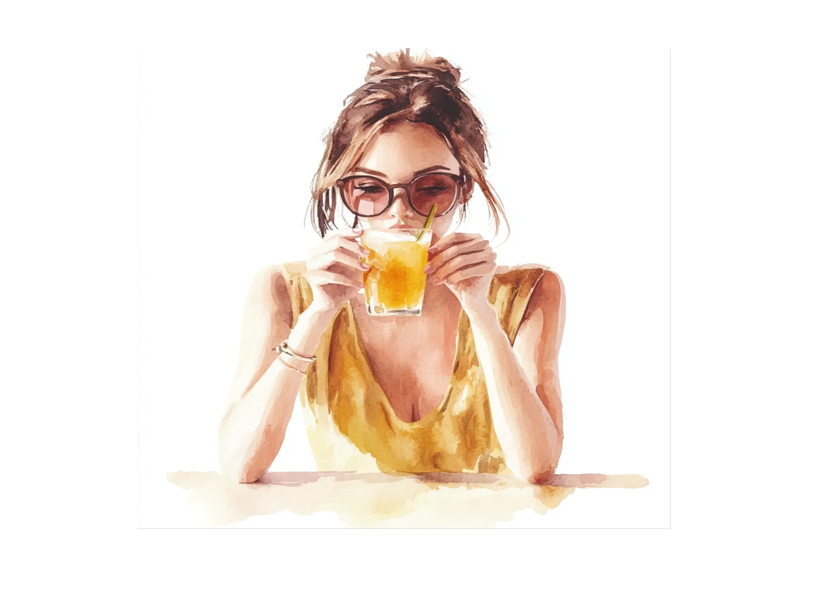 Girls with Summer Drinks Clipart Bundle - Image 2