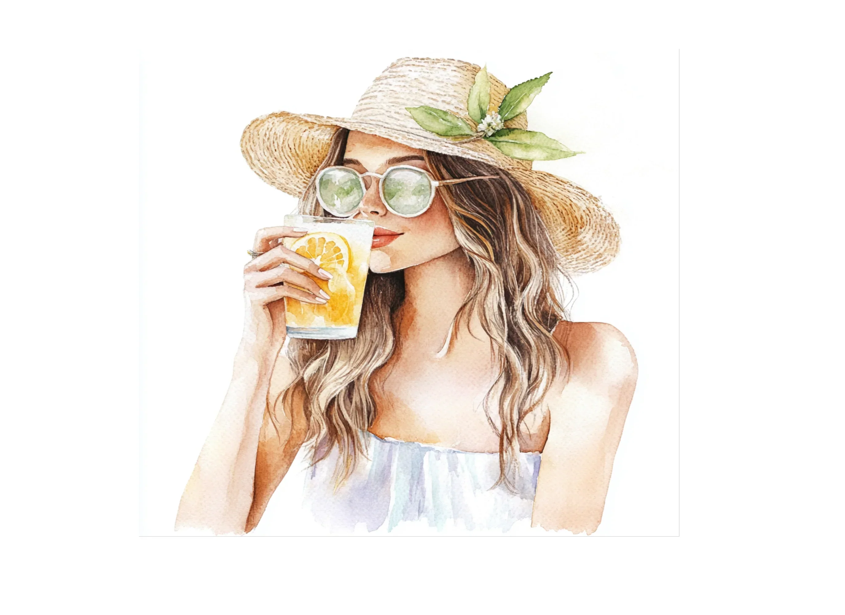 Girls with Summer Drinks Clipart Bundle - Image 3