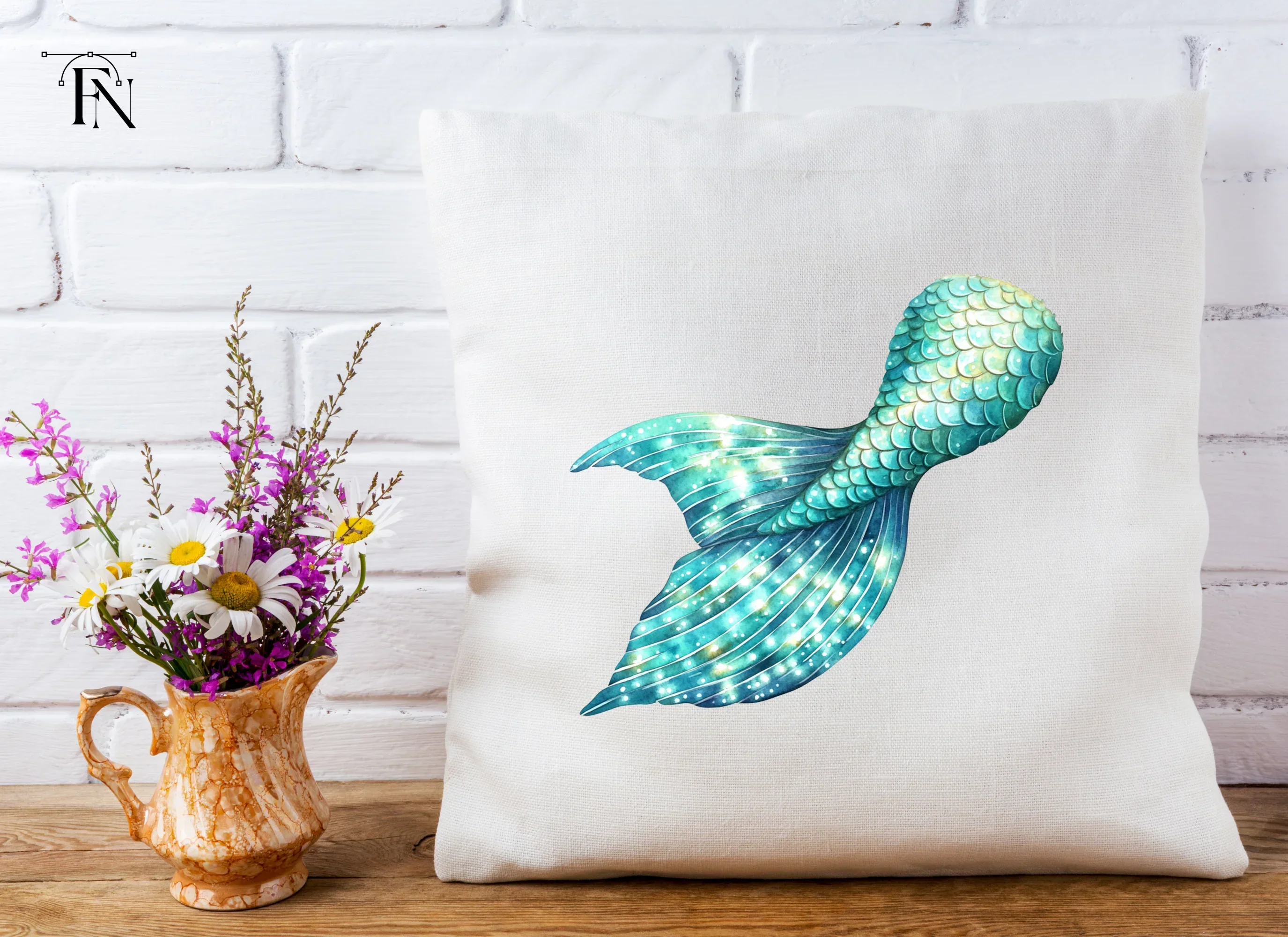 Glittering Blue Mermaid Tail Clipart Bundle - Image 5
