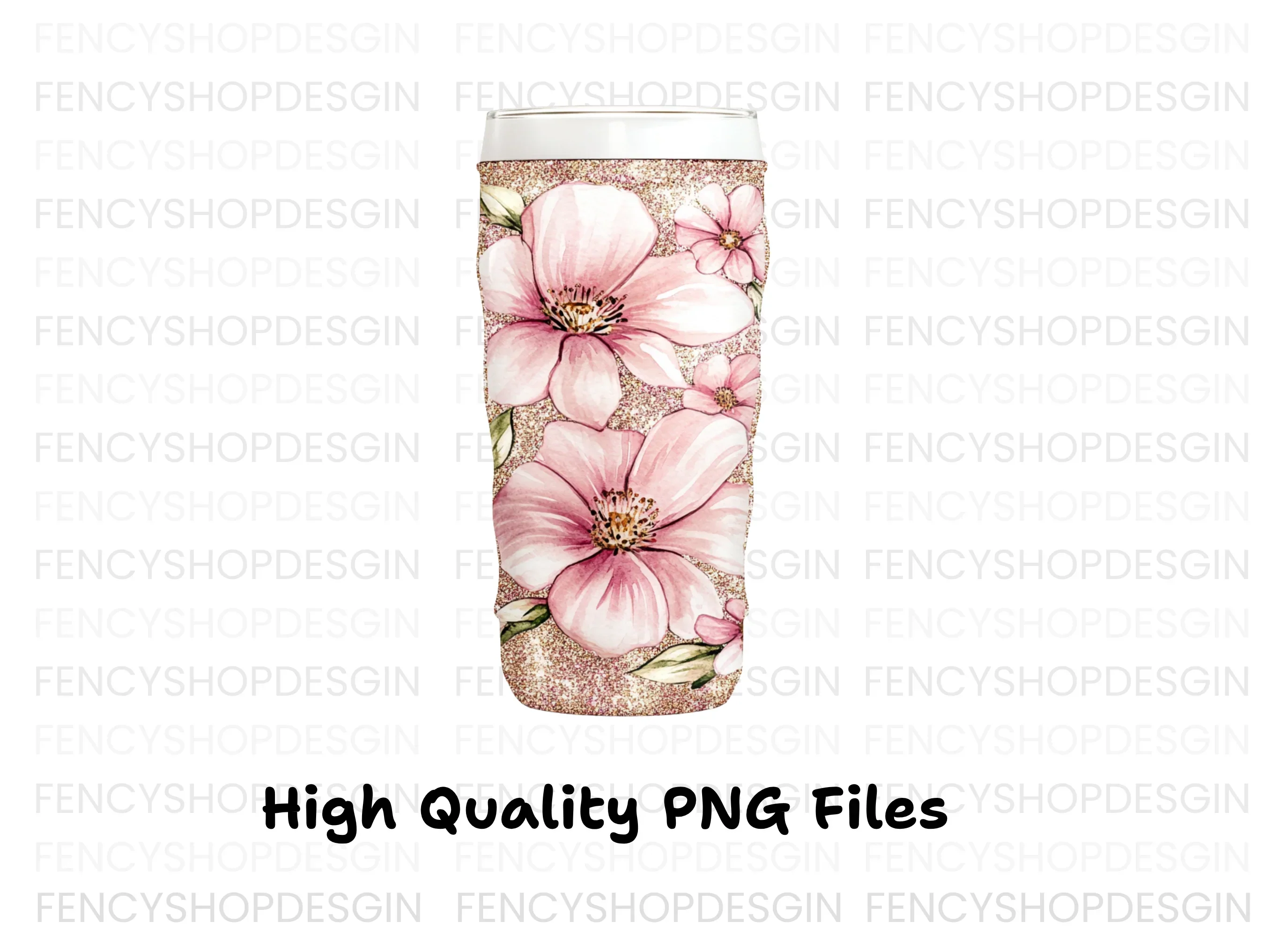 Glittery Pink Floral Tumbler Designs Clipart Bundle - Image 3