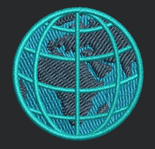 Globe Embroidery Design