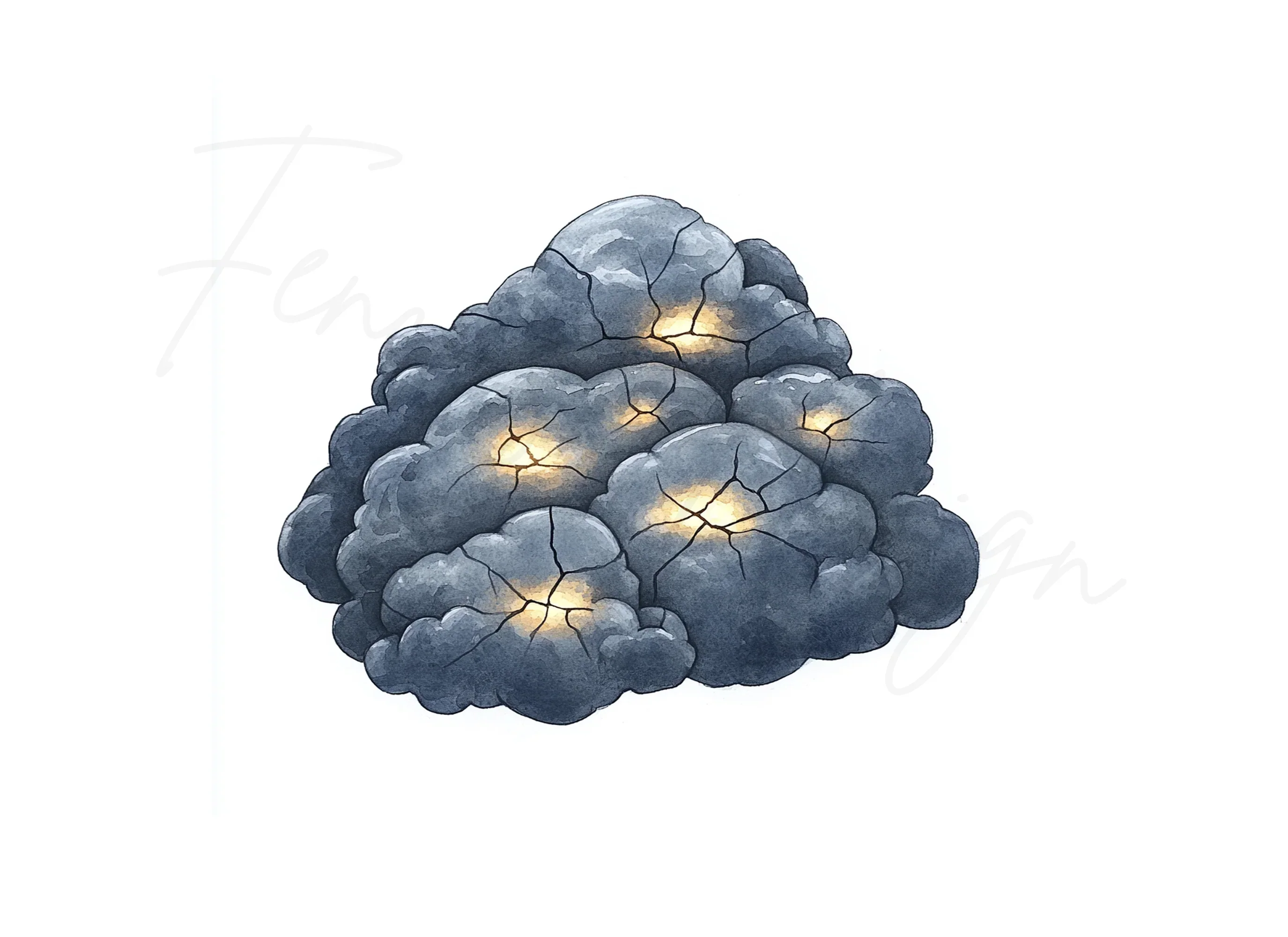 Glowing Cracks in Dark Cloud Formations Clipart Bundle - Image 2