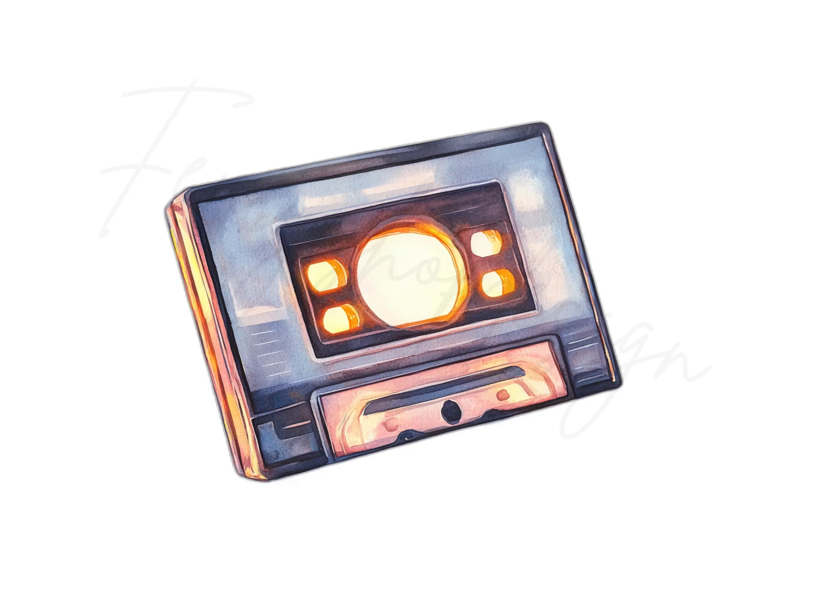 Glowing Retro Cassette Tape Clipart Bundle - Image 3