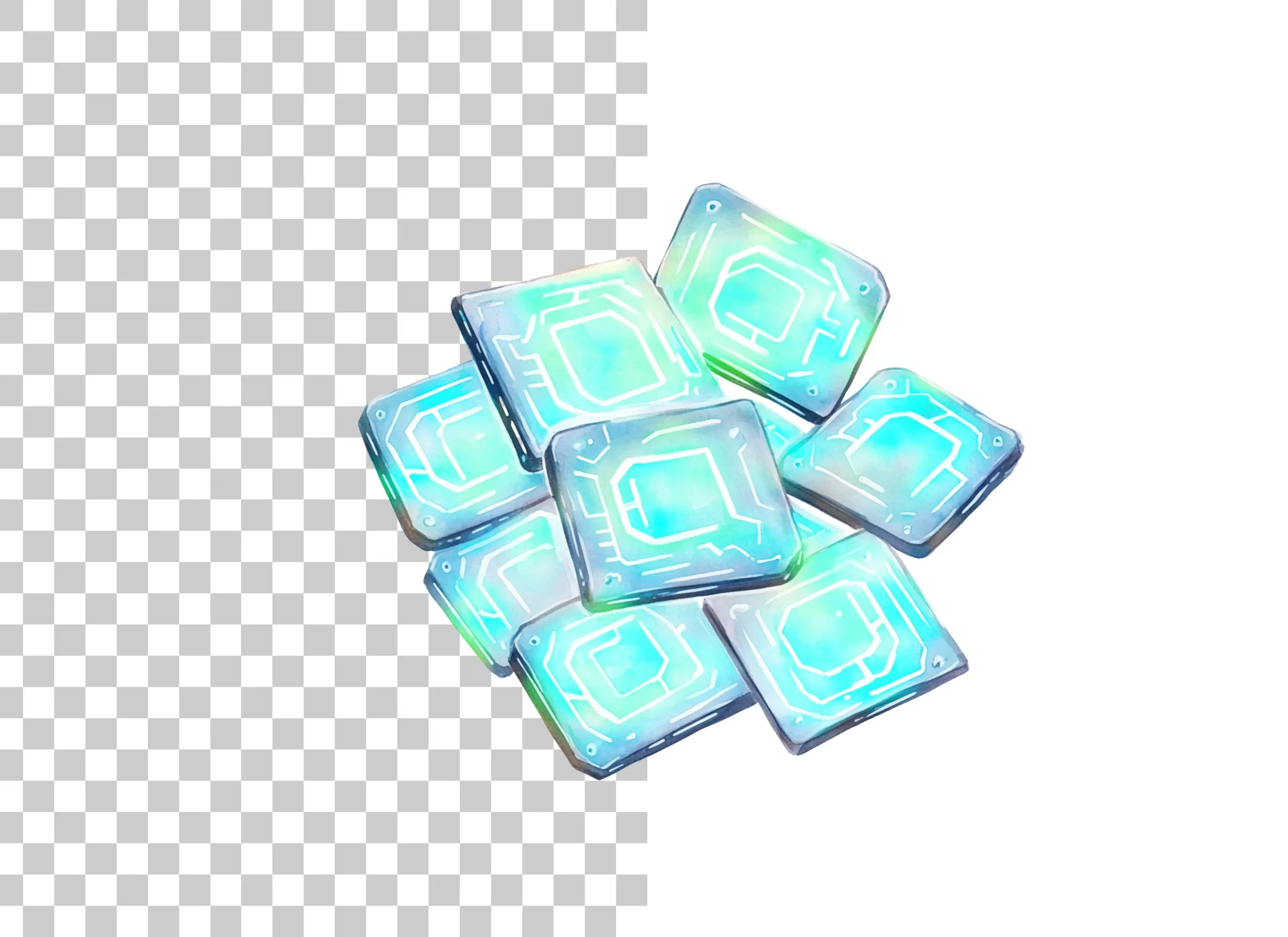 Glowing Tech Chips Clipart Bundle - Image 2