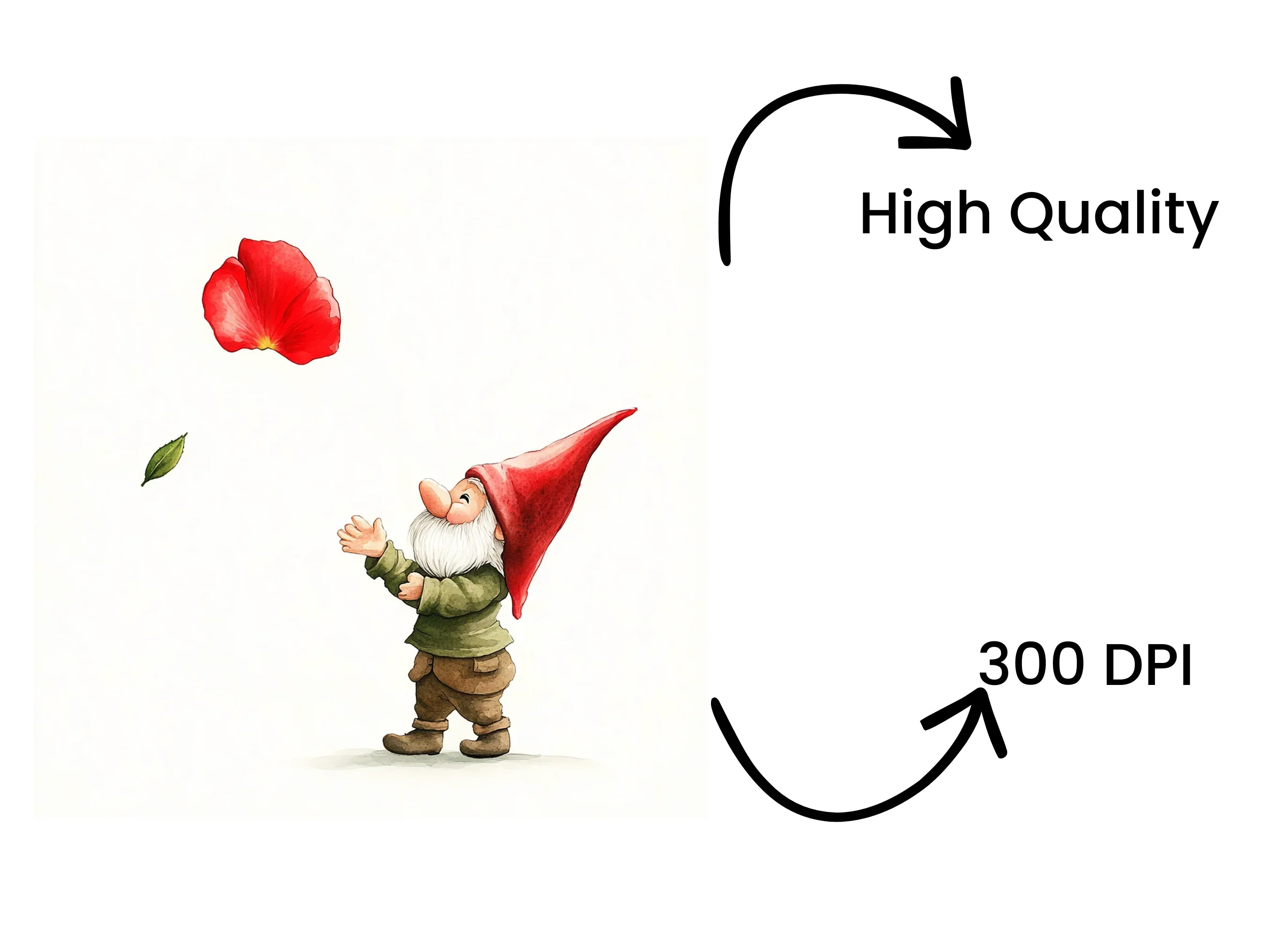 Gnome with Falling Rose Petals Clipart Bundle - Image 4