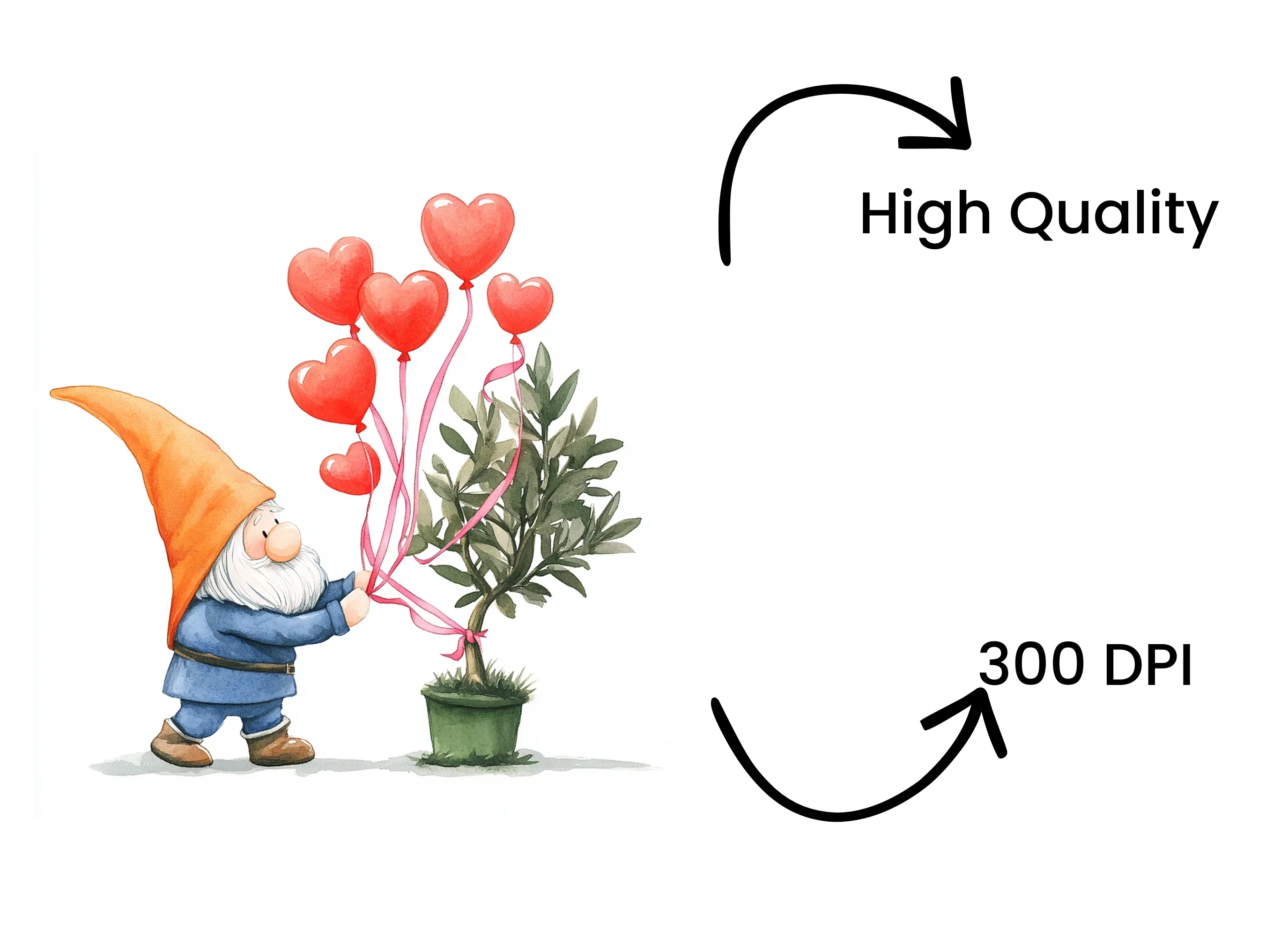 Gnomes Decorating Heart Trees Clipart Bundle - Image 4