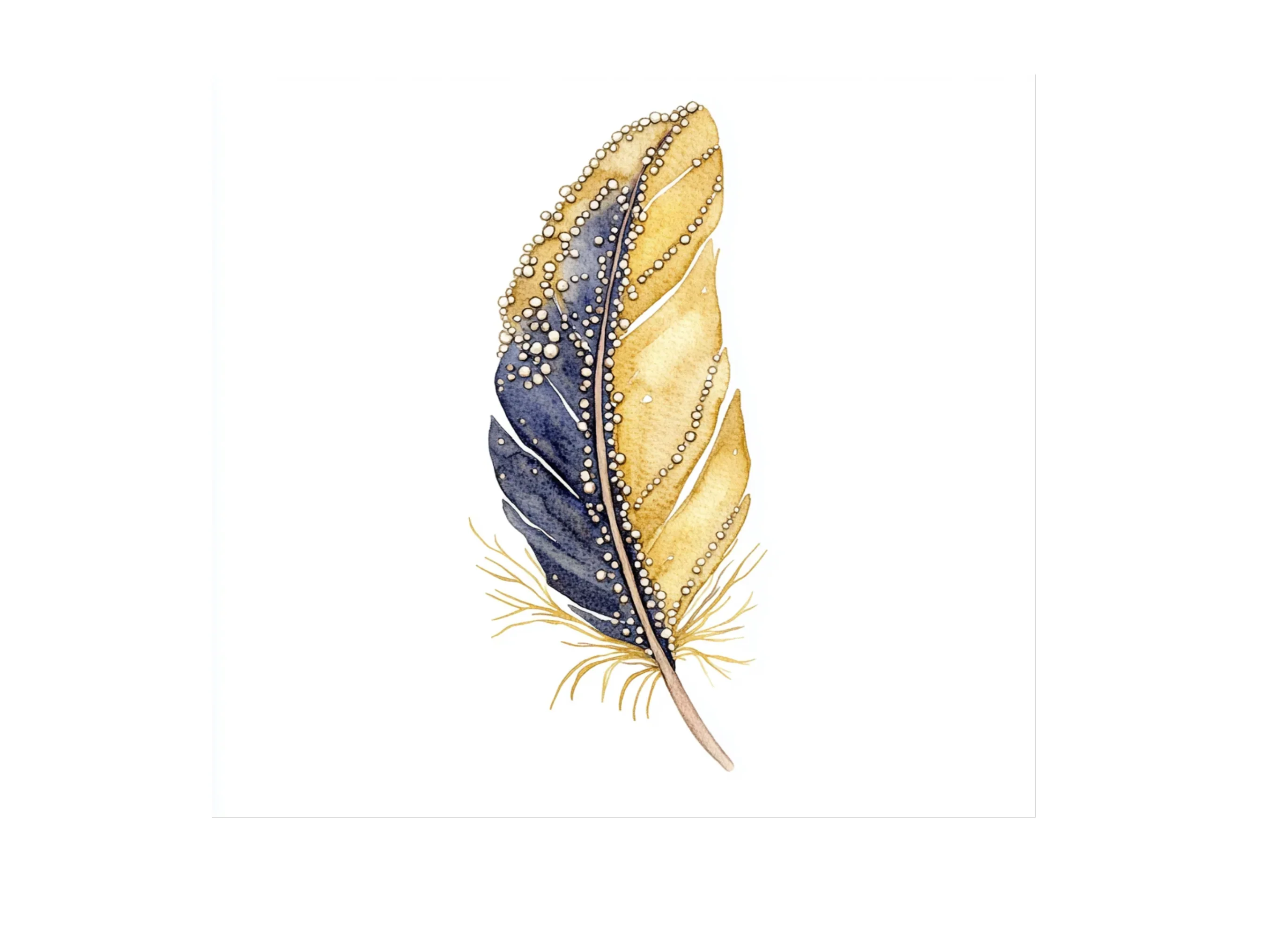 Golden Blue Feather Clipart Bundle - Image 2