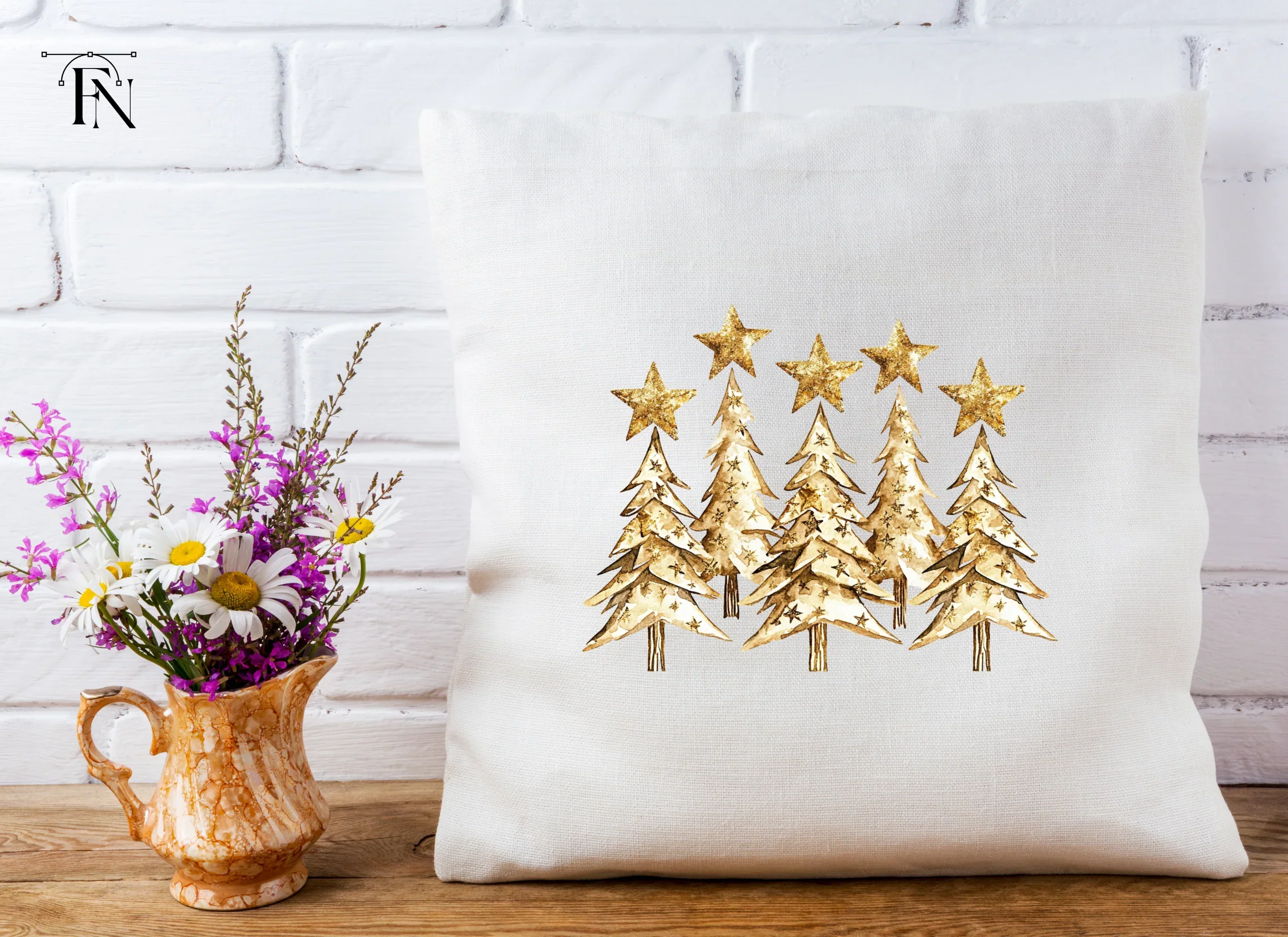 Golden Christmas Tree Clipart Bundle - Image 5