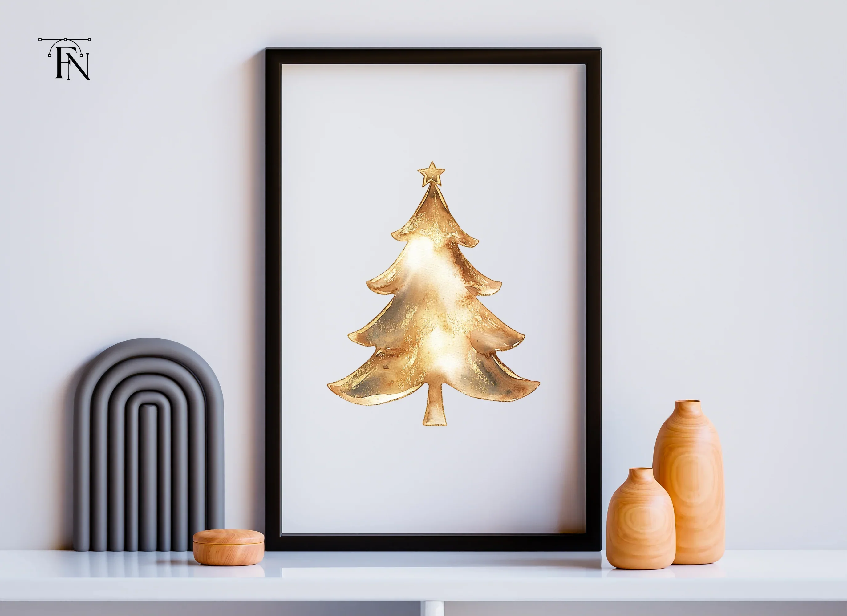 Golden Christmas Trees Clipart Bundle - Image 5