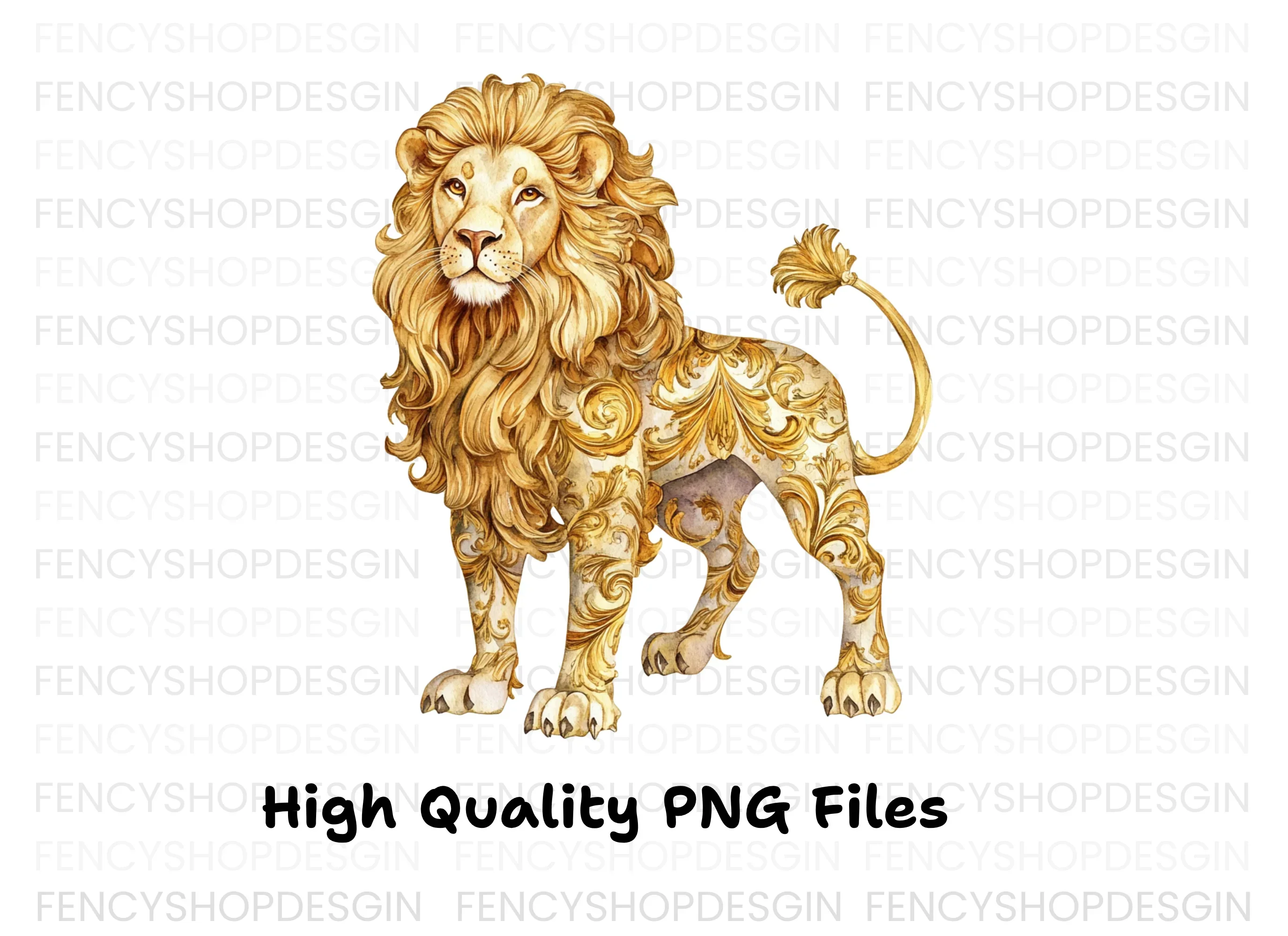 Golden Ornate Lion Clipart Bundle - Image 2