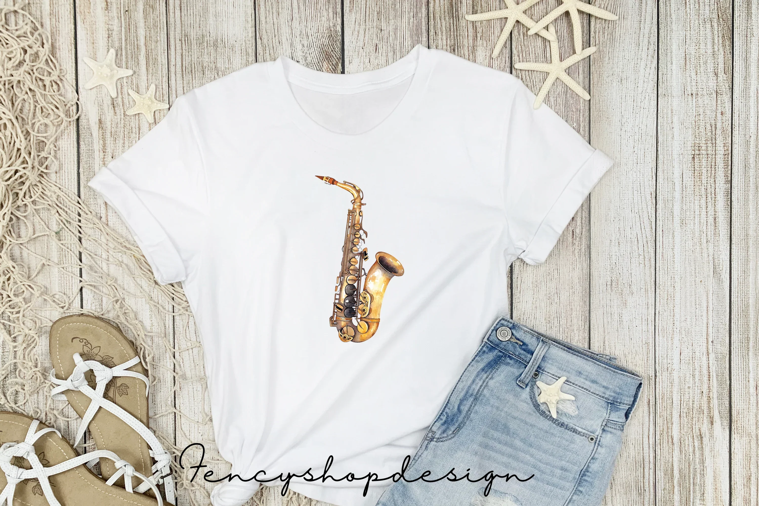Golden Saxophone Musical Instrument Clipart Bundle - Image 5