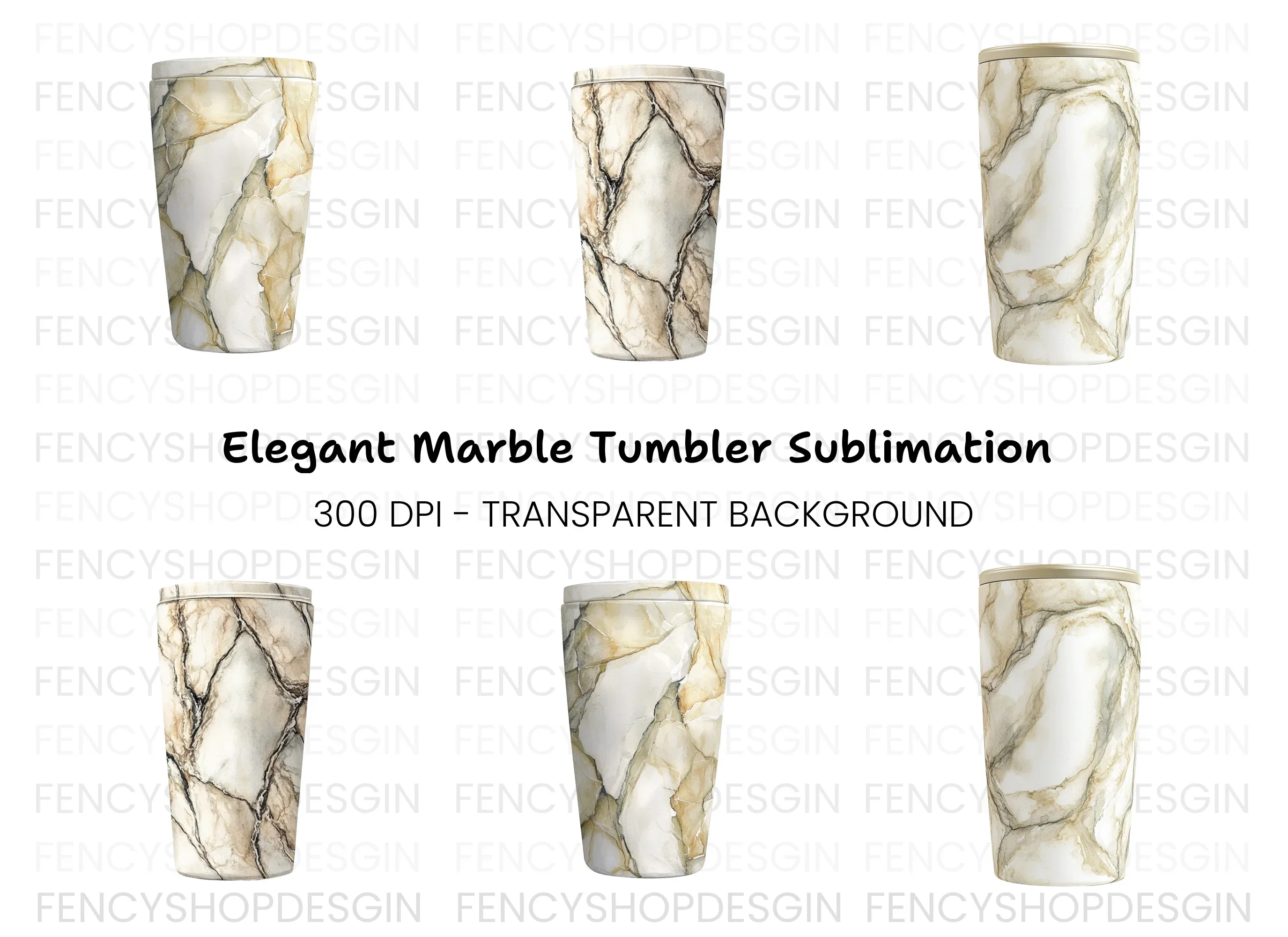 Golden Vein Marble Tumbler Clipart Bundle
