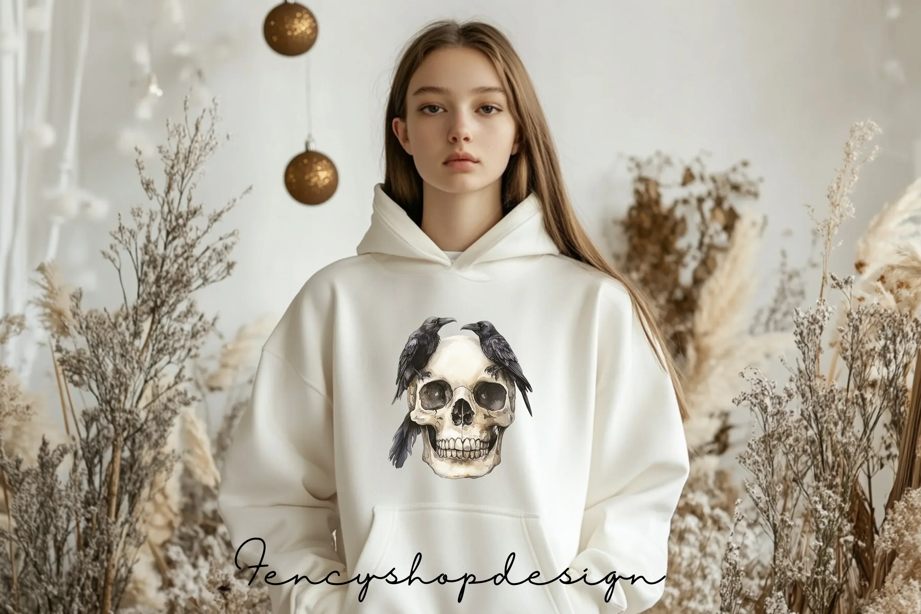 Gothic Skull and Raven Clipart Bundle - Image 3