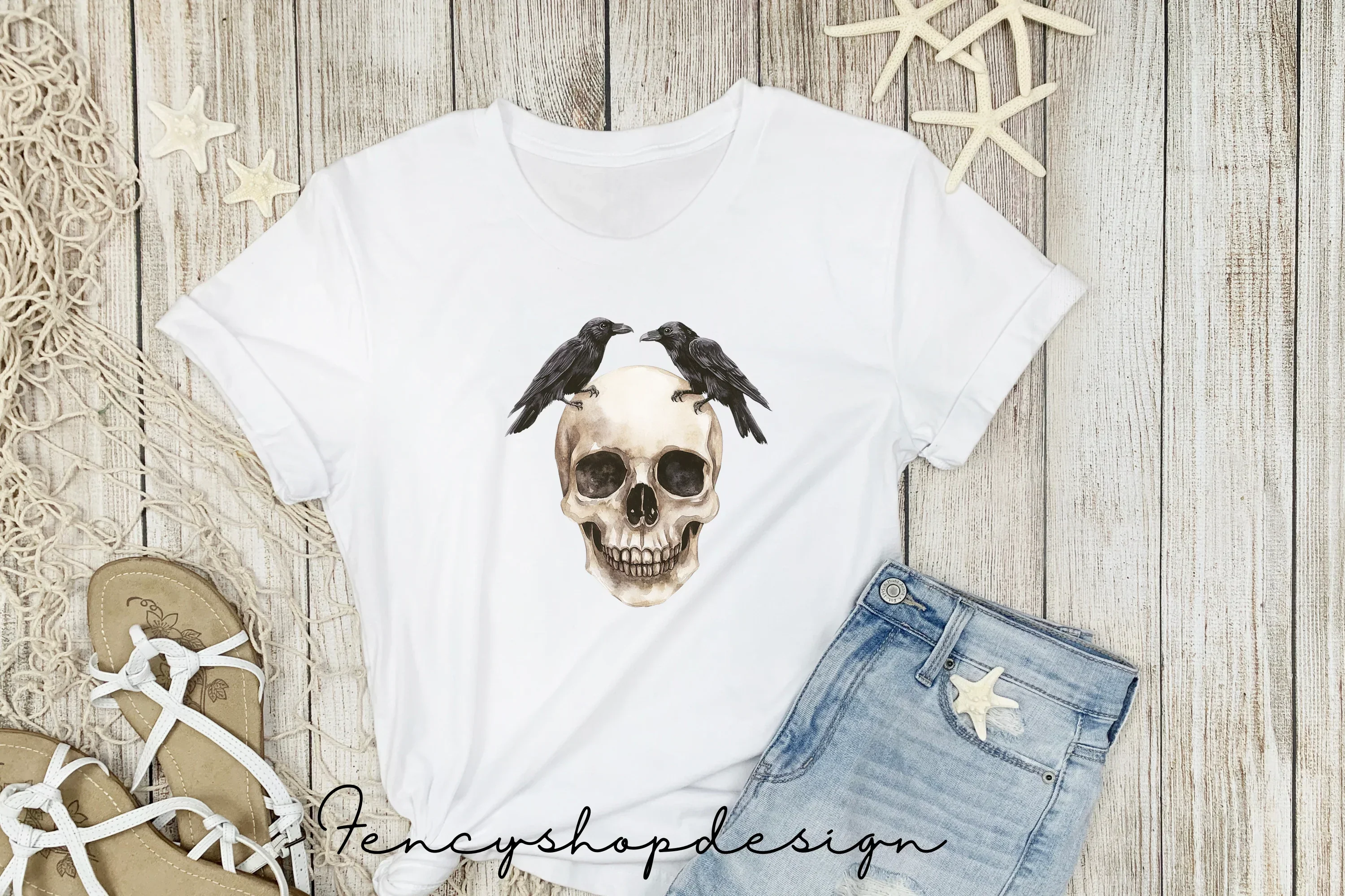 Gothic Skull and Raven Clipart Bundle - Image 4