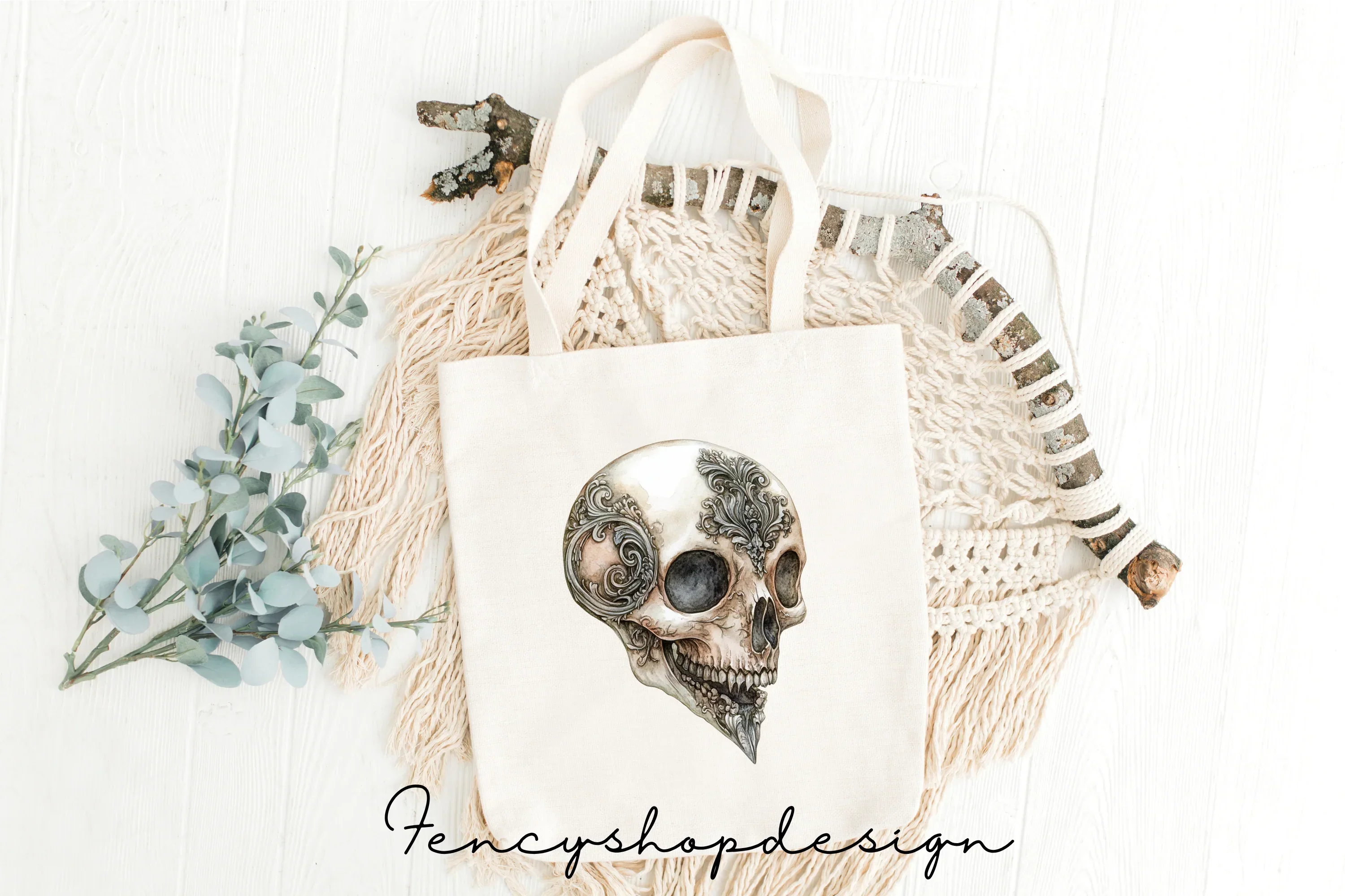 Gothic Skull and Raven Clipart Bundle - Image 5
