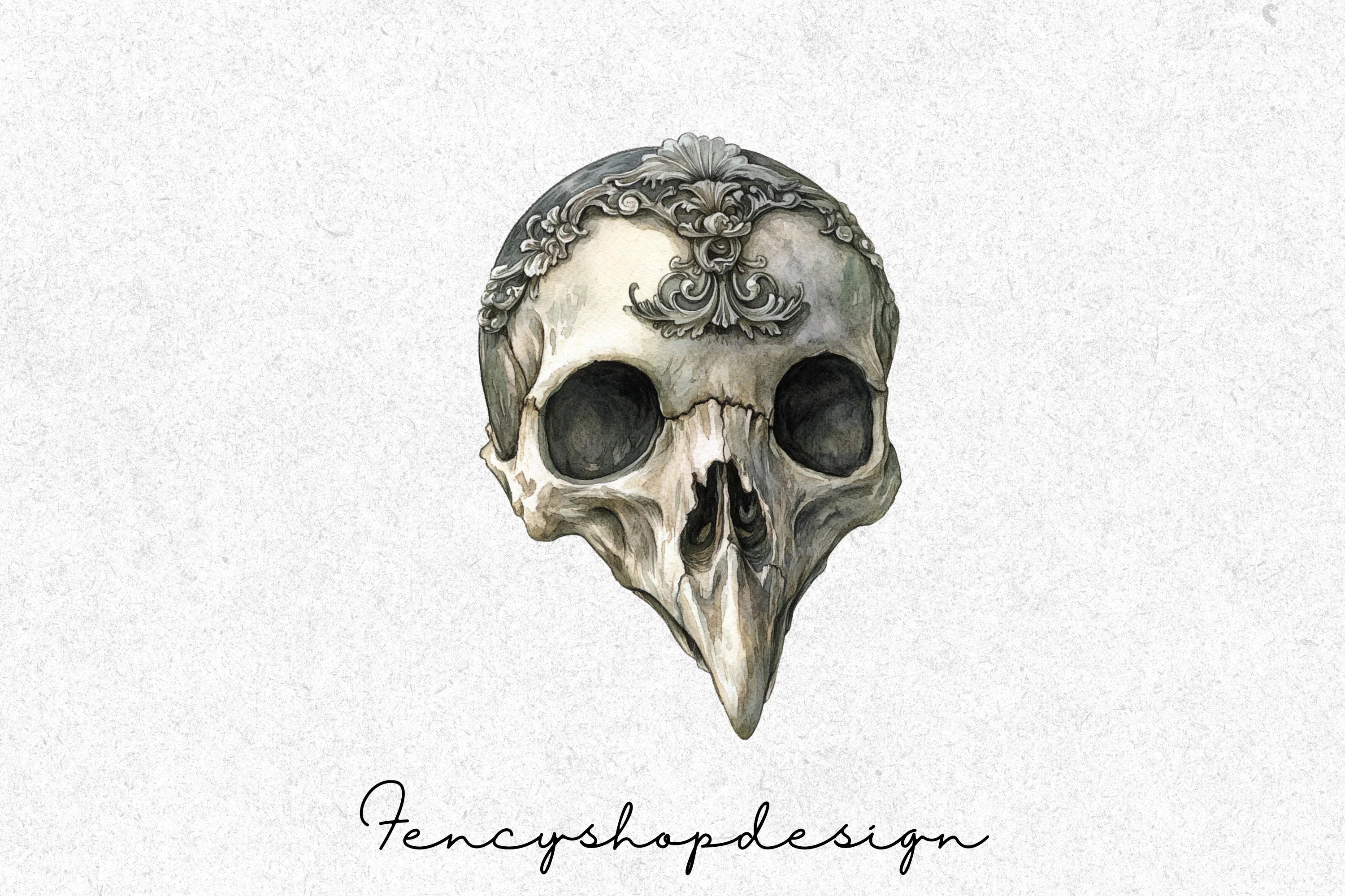 Gothic Skull and Raven Clipart Bundle - Image 6