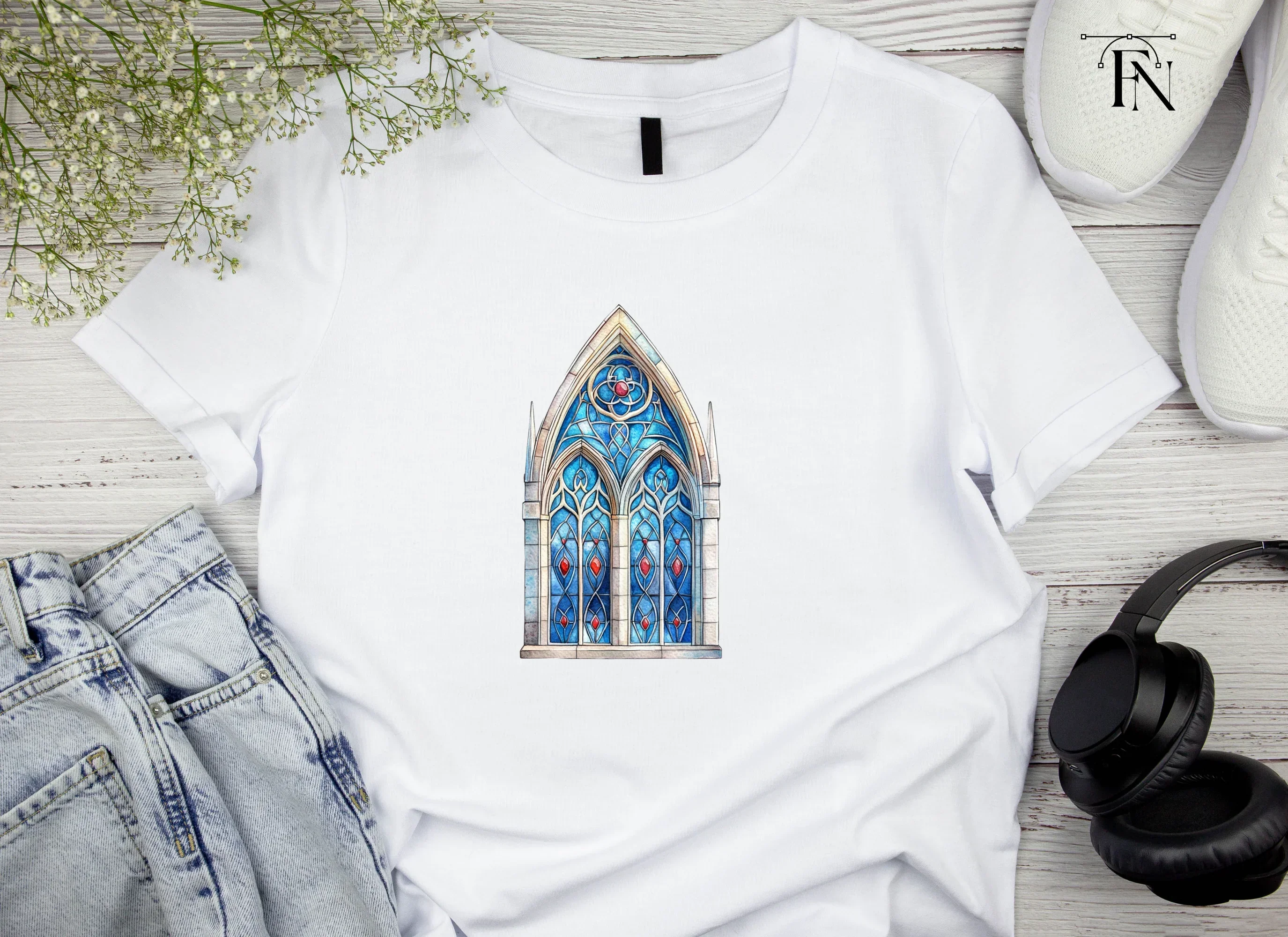 Gothic Stained Glass Window Clipart Bundle - Image 6