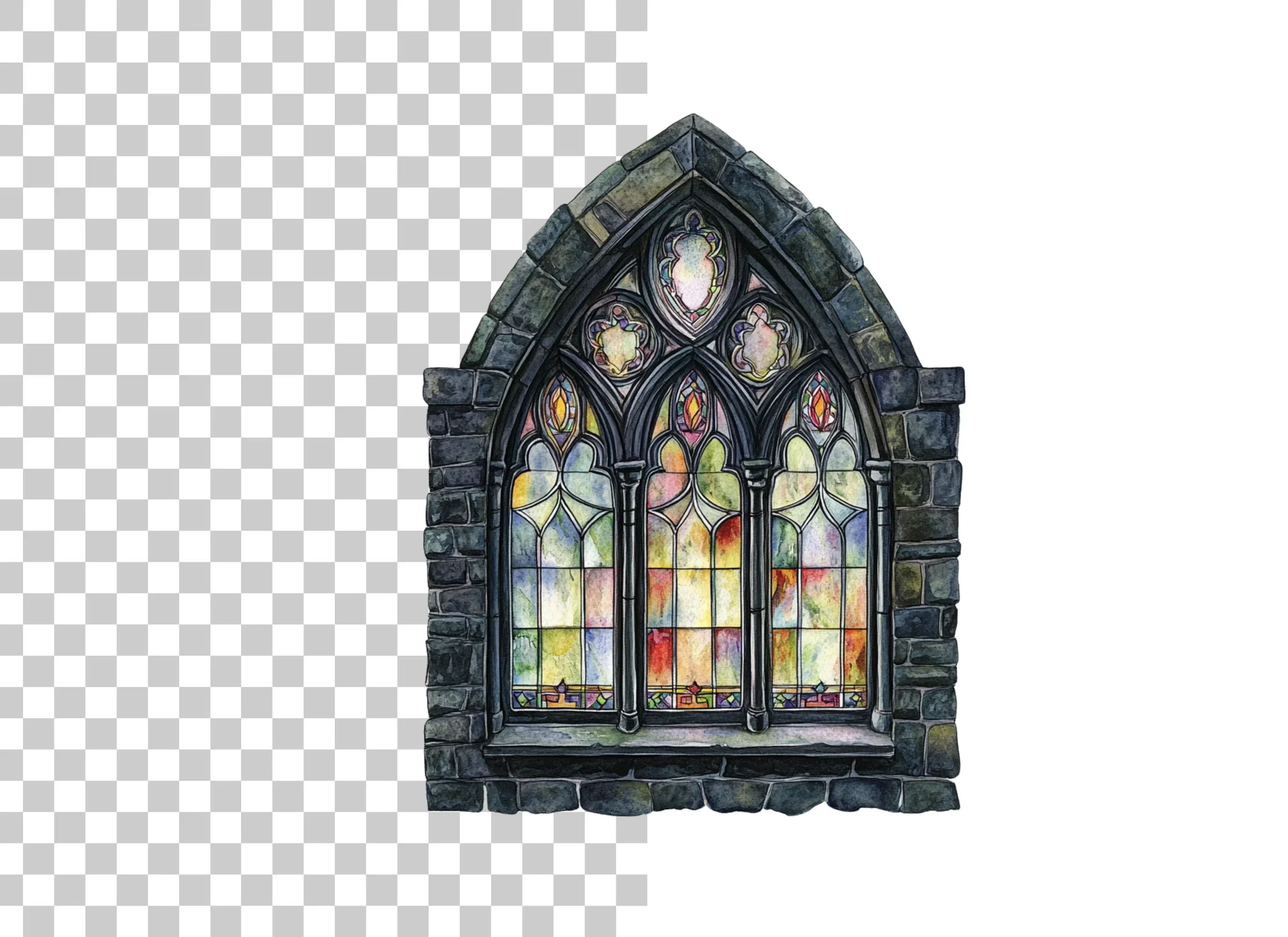 Gothic Stained Glass Window Clipart Bundle - Image 2