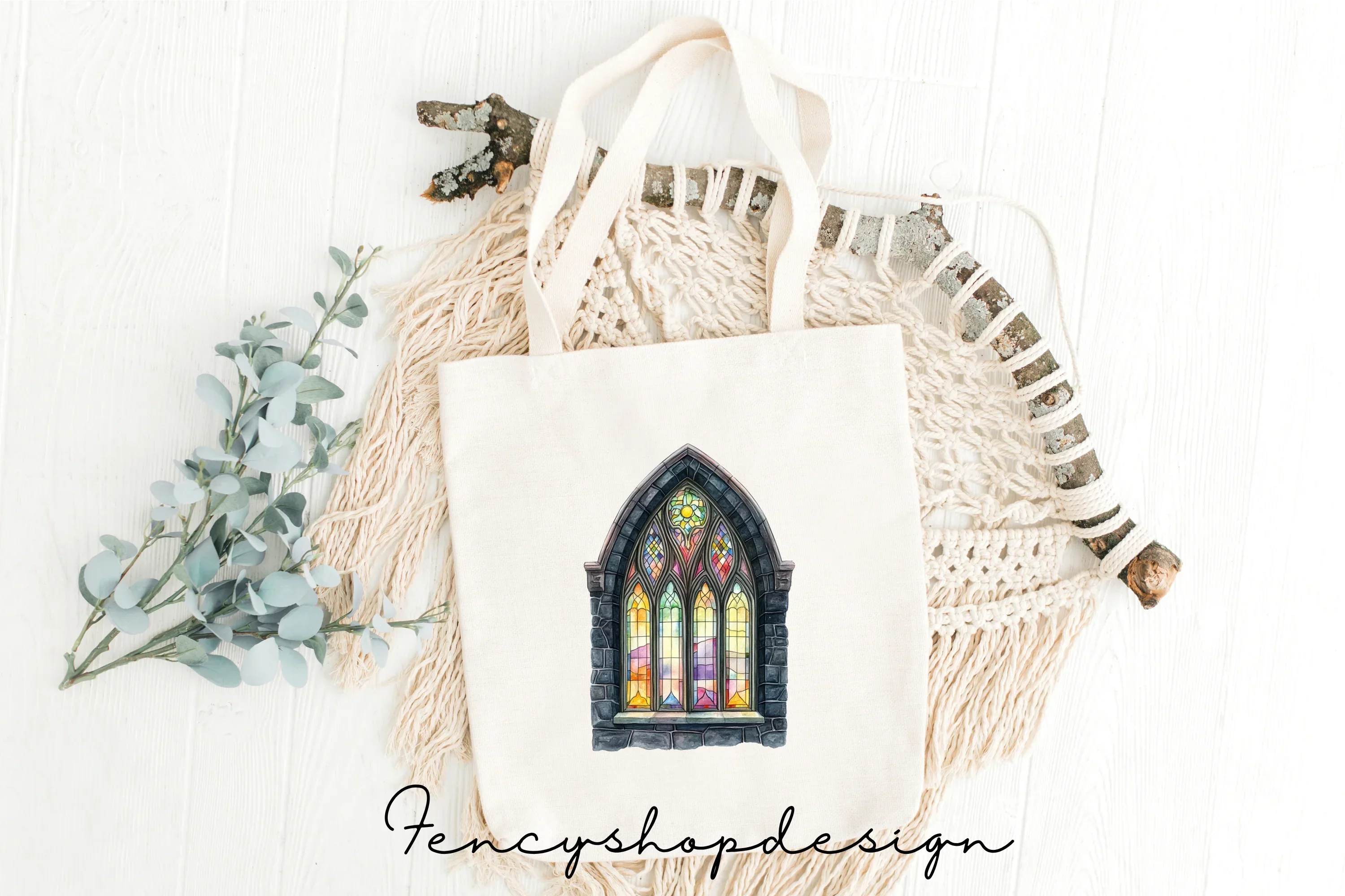 Gothic Stained Glass Window Clipart Bundle - Image 2