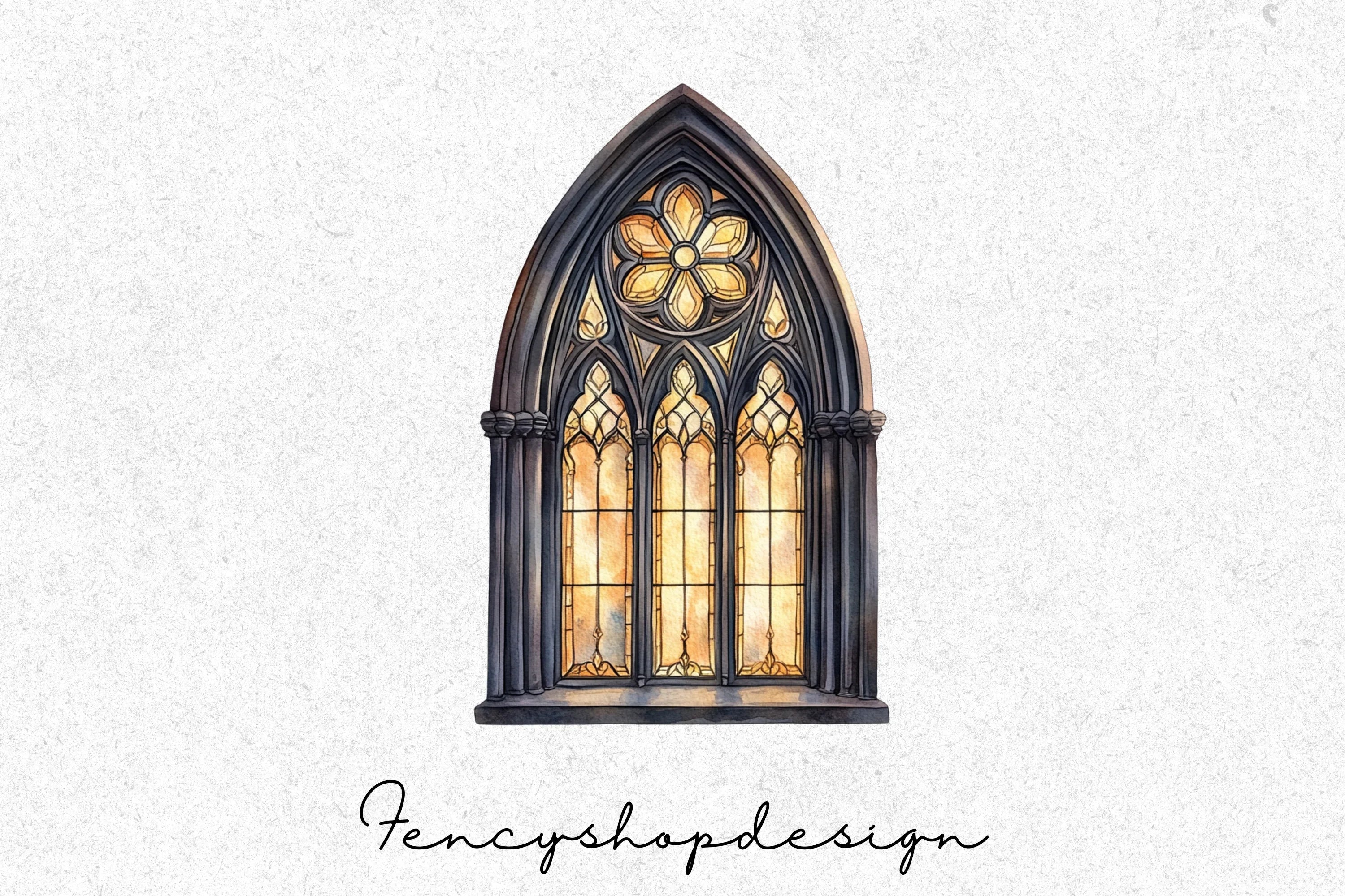 Gothic Stained Glass Window Clipart Bundle - Image 5