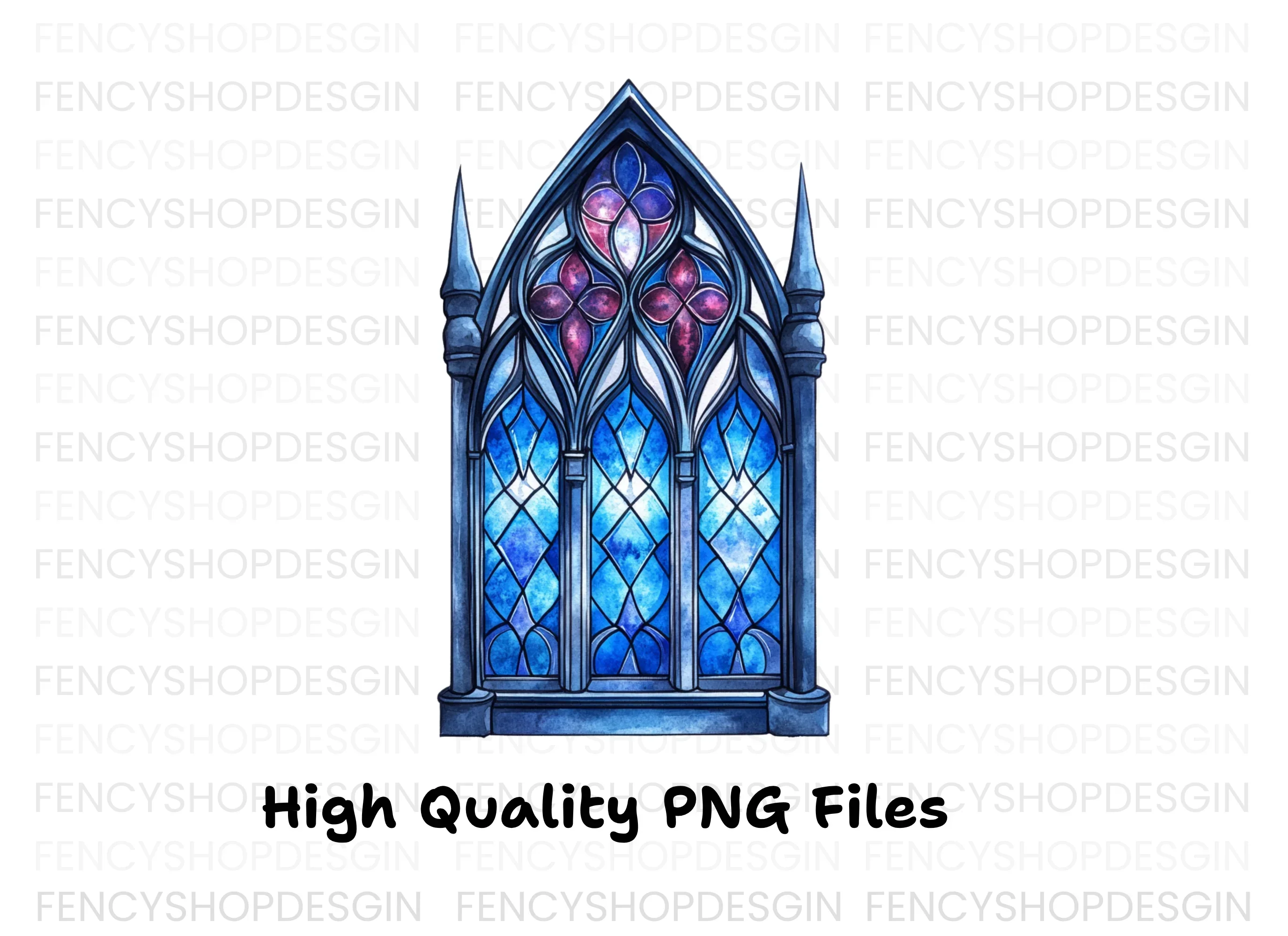 Gothic Stained Glass Window Clipart Bundle - Image 3