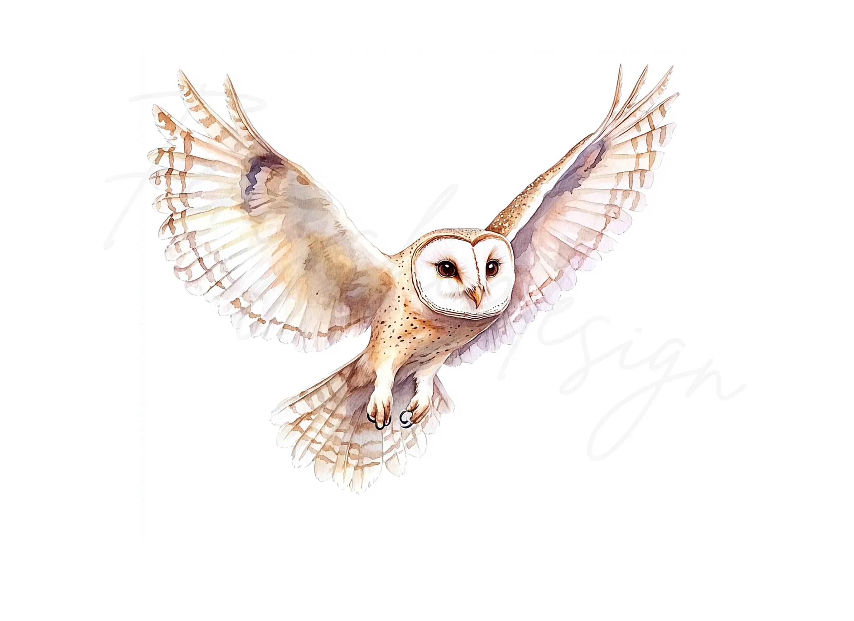 Graceful Barn Owl In Flight Clipart Bundle - Image 2