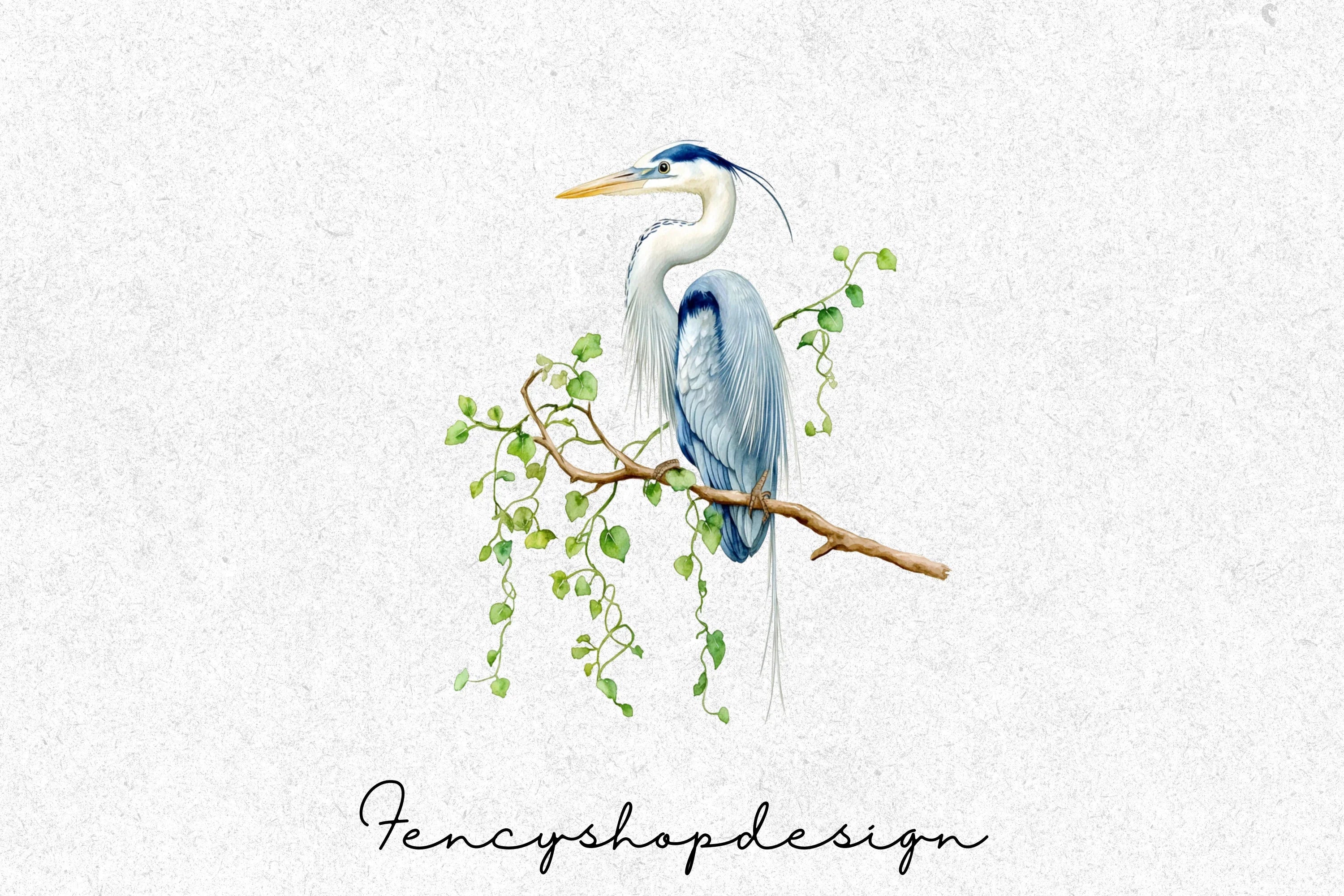 Graceful Heron and Iris Floral Clipart Bundle - Image 7