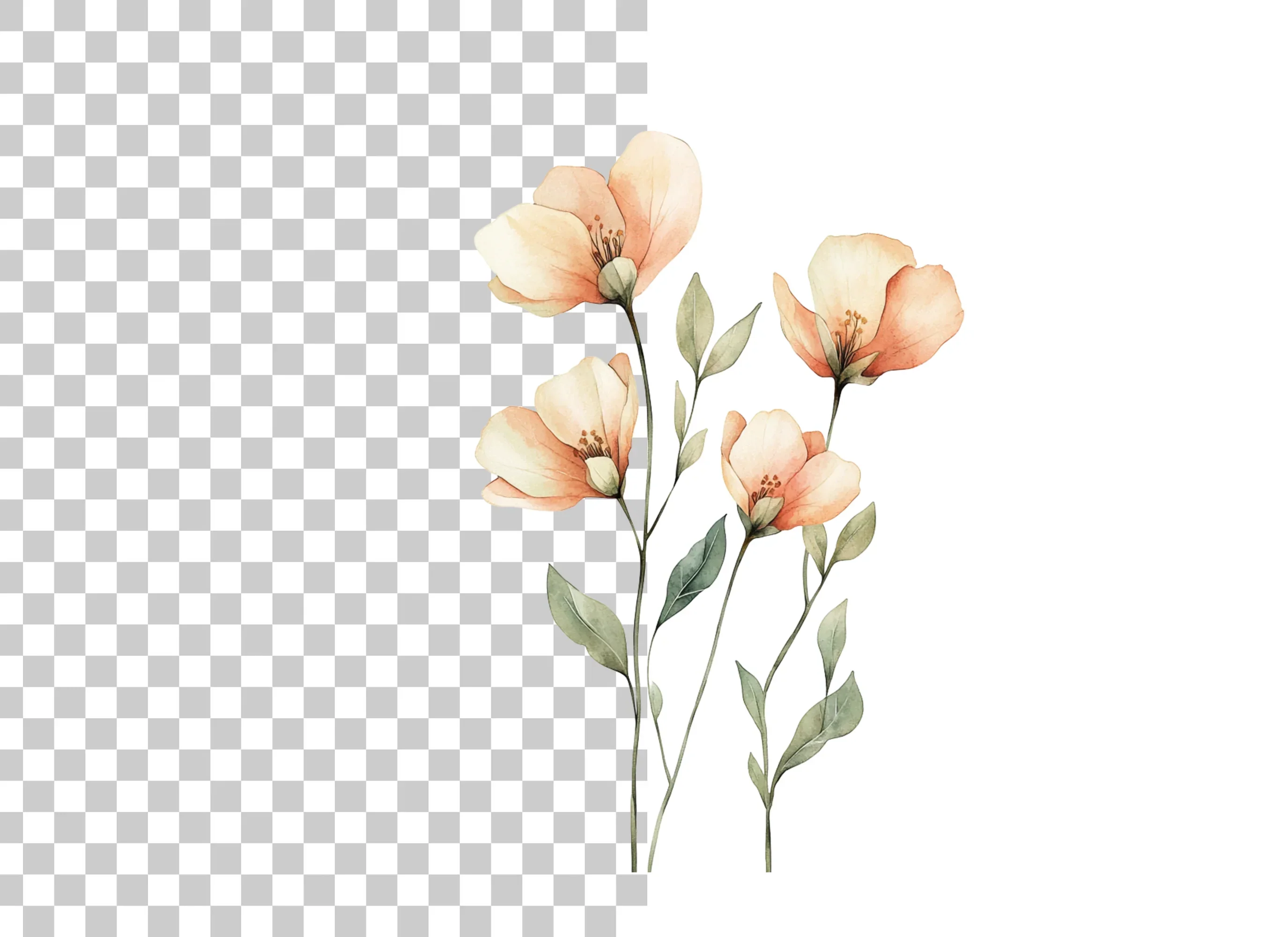 Graceful Orange Floral Clipart Bundle - Image 2