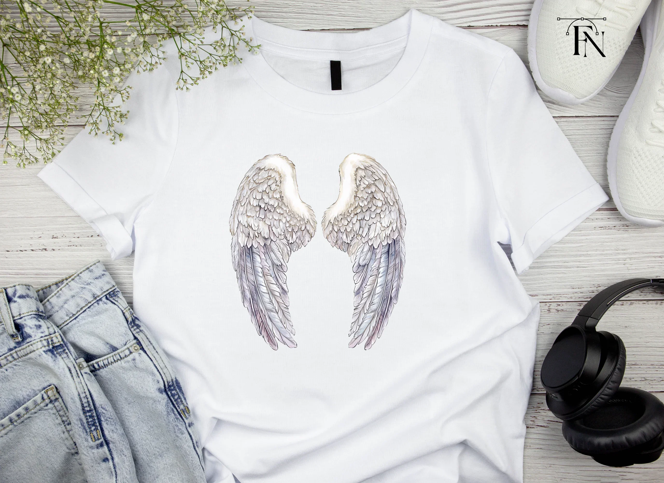 Graceful White Feathered Wings Clipart Bundle - Image 5
